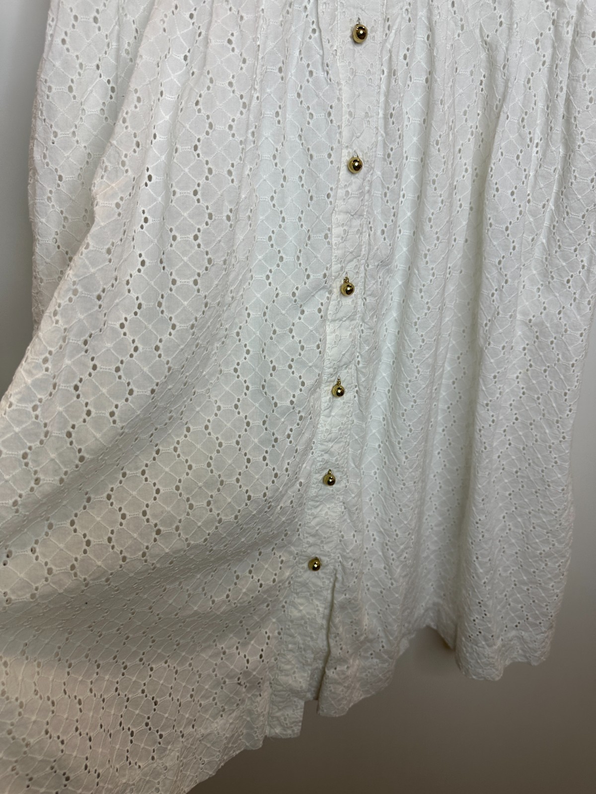 Kate Spade New York White Cotton Eyelet Sleeveless Button Front Dress *Altered