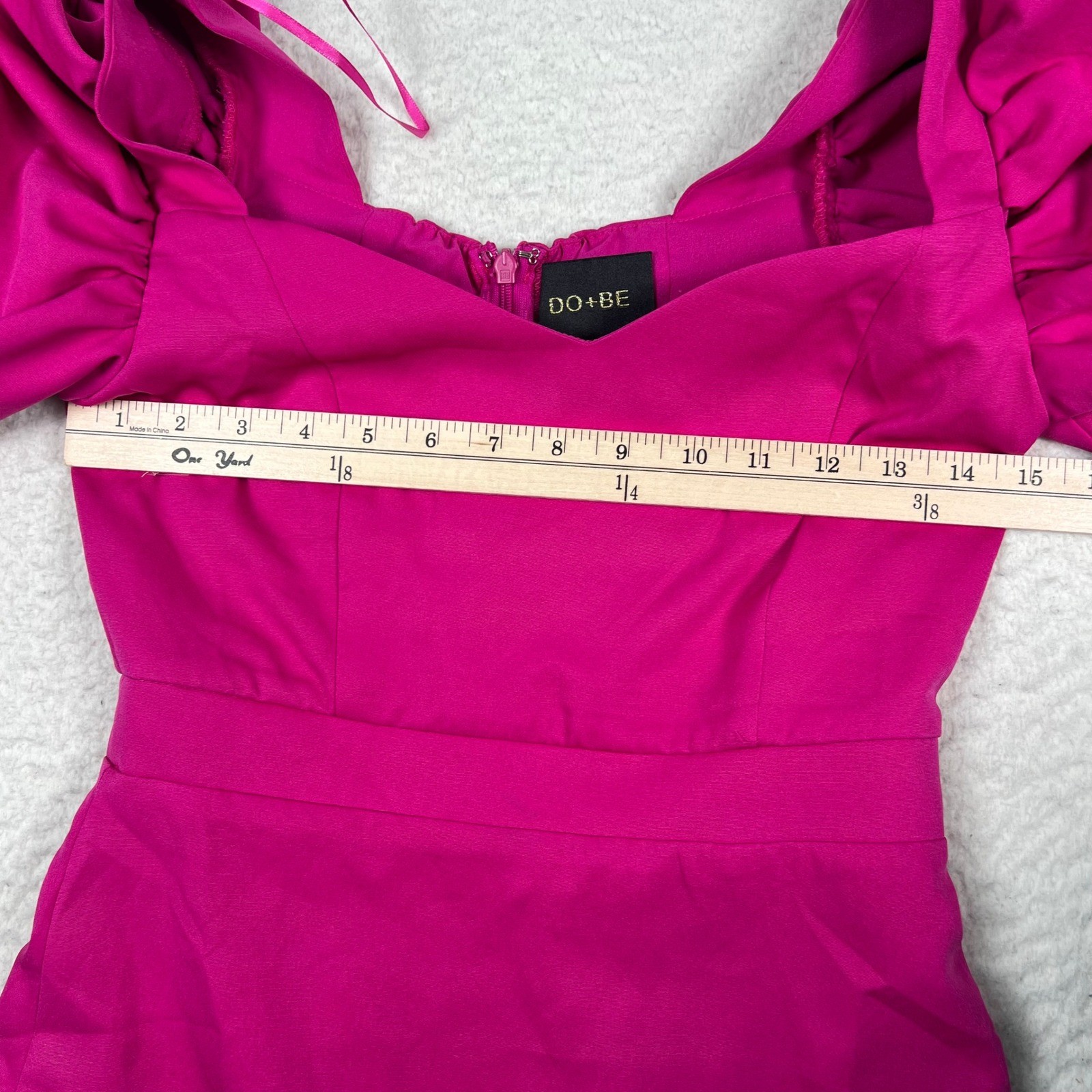 NWT DO+BE Mini Dress Small Magenta Puff Sleeve Sweetheart Neckline Barbiecore