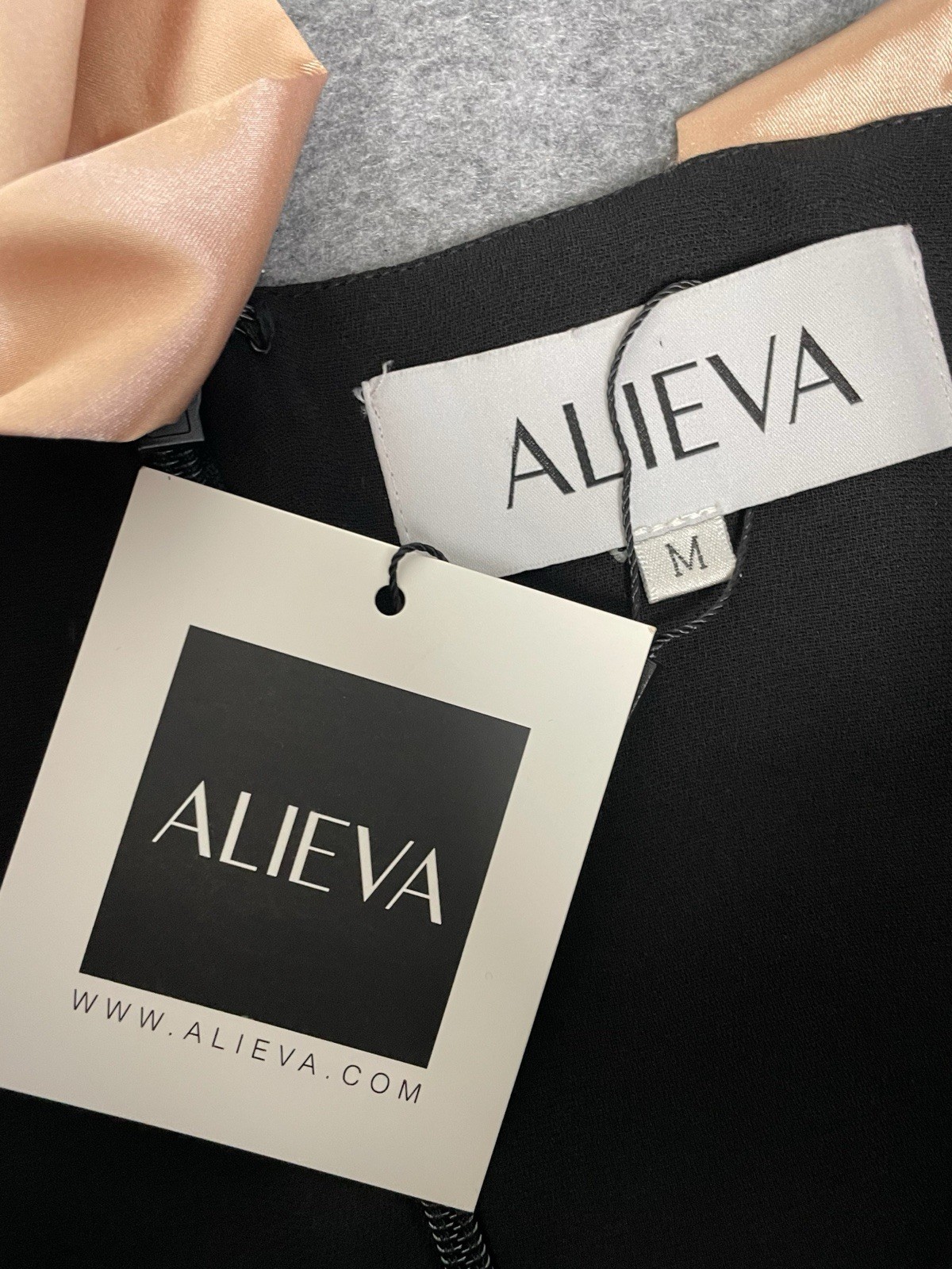 Aliava NWT Black Arezu Bow Tie Strap Midi Dress corset modern sexy classic M