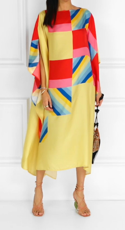Long Silk Kaftan For Women, Soft Satin Silk Kaftan, Evening Wear J5582