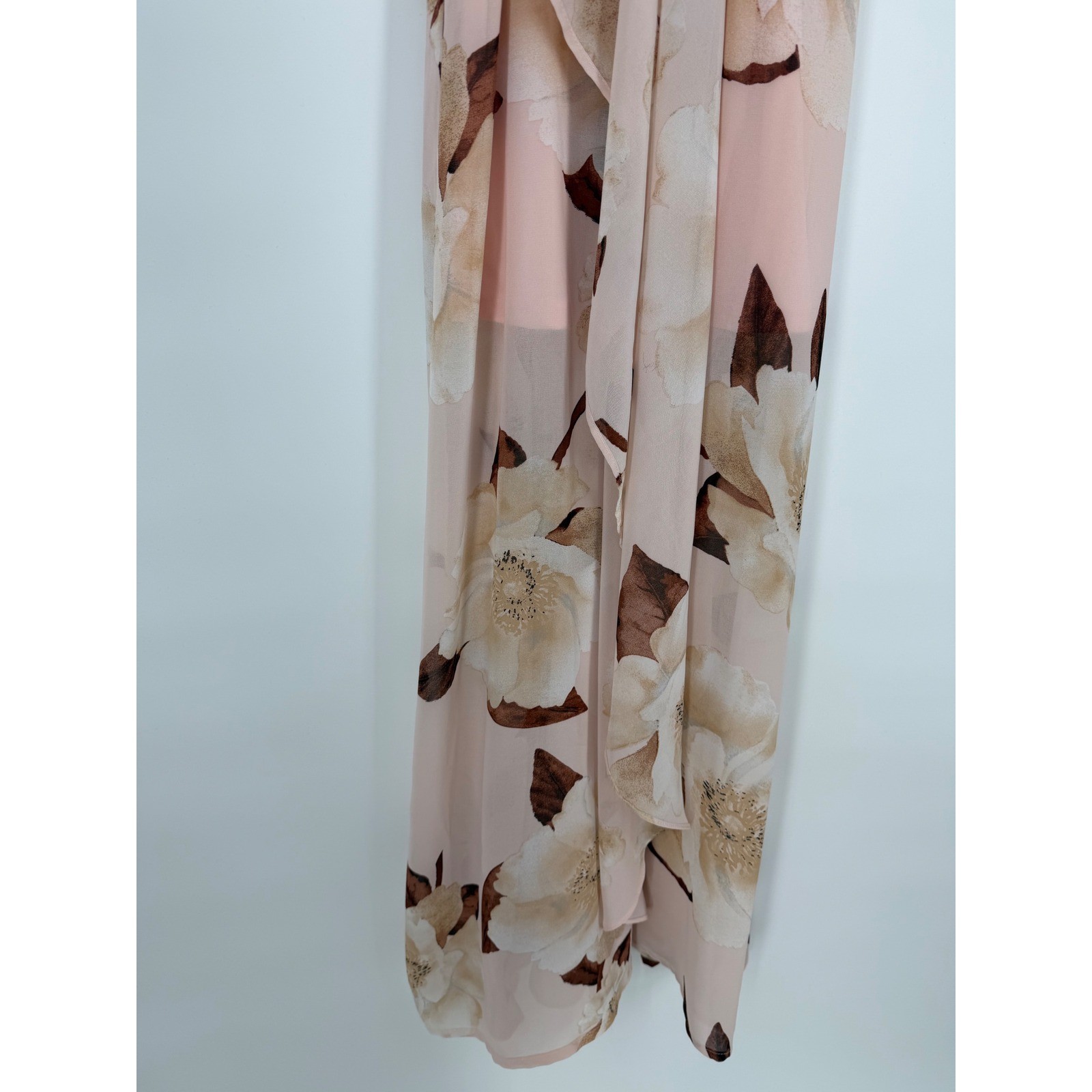 Windsor Floral Halter Maxi Dress Pink Chiffon Ruffle Formal Gown Sleeveless