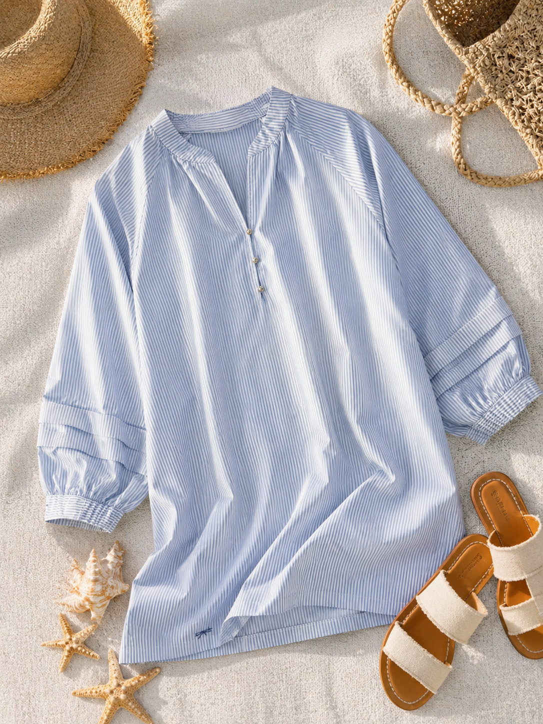 Simply Southern Blue White Striped Cover Up Dress Coastal Beach Resort Tunic, M