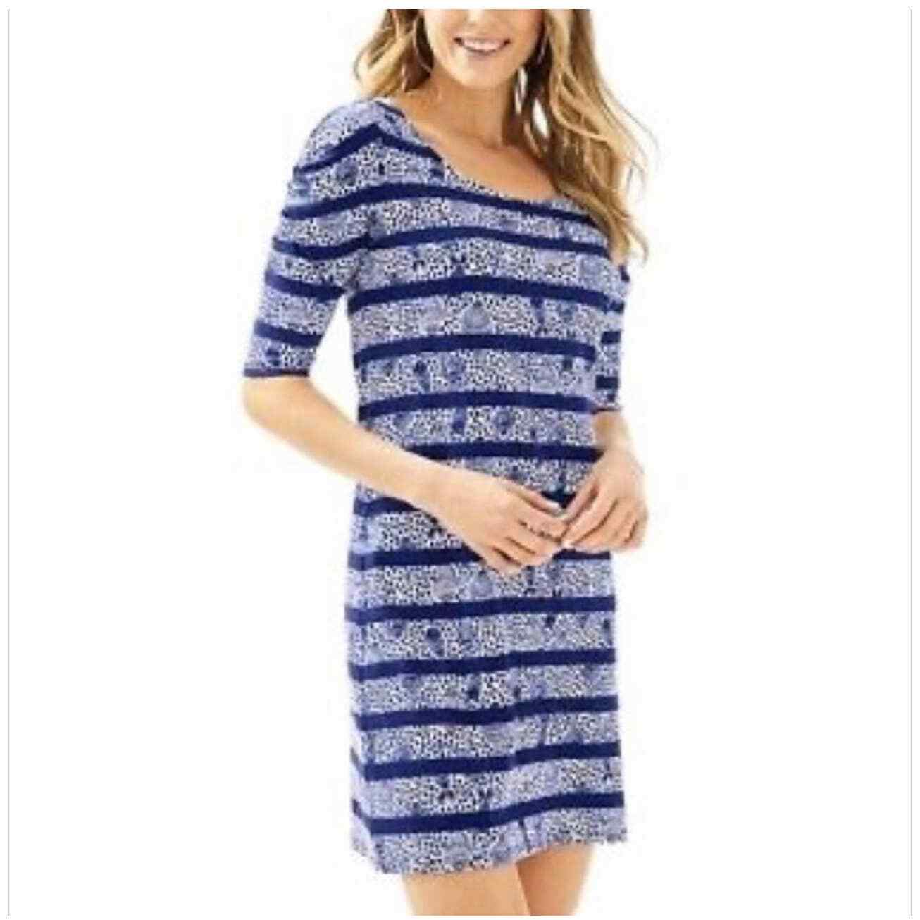 Lilly Pulitzer La Jolla High Tide Navy Sole Striped Dress Womens Size: S