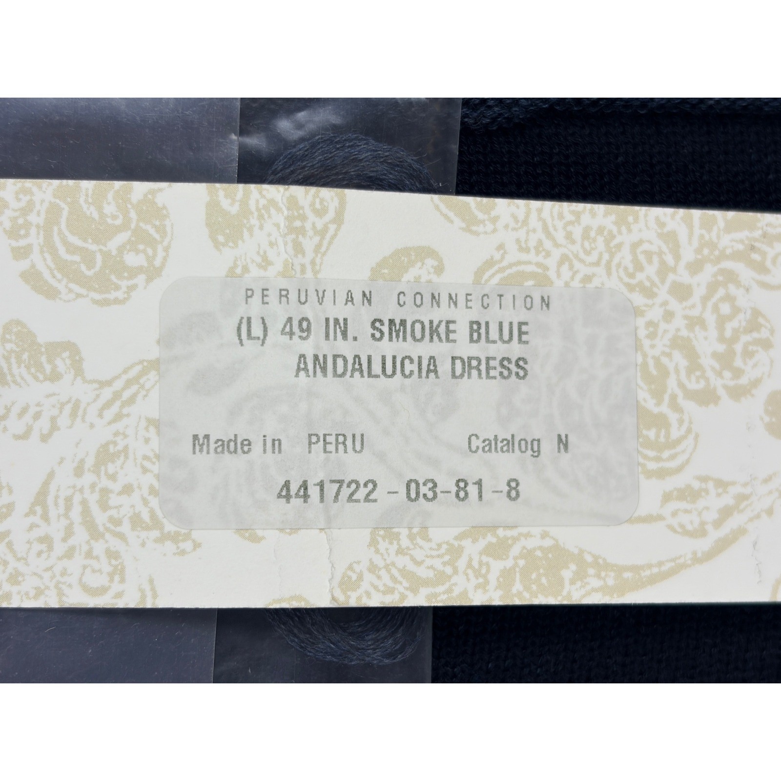Peruvian Connection Andalucia Dress Women L Smoke Blue Ribbed Knit Maxi