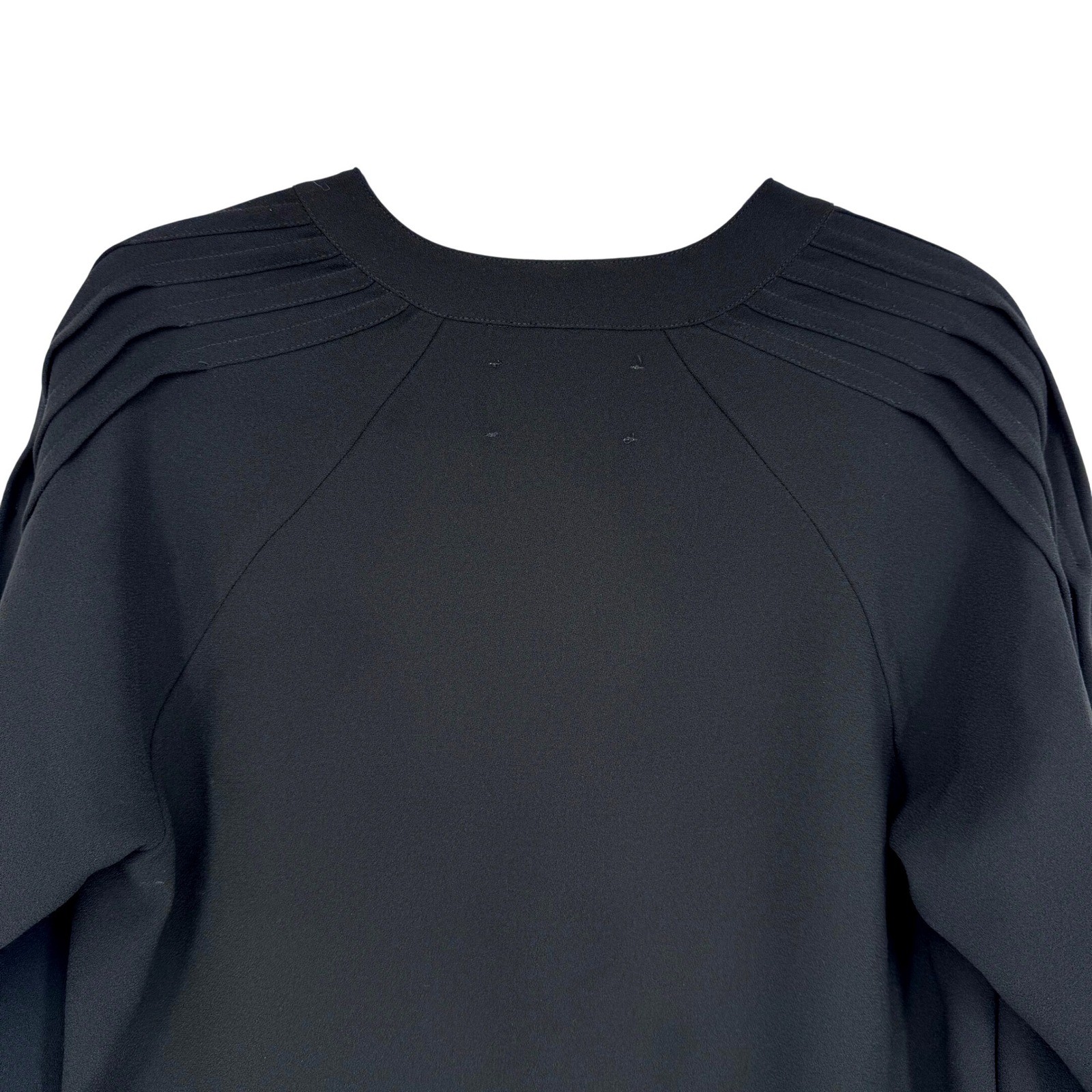 Brochu Walker Black Shift Dress Sz M Pleated Sleeves Quiet Luxury Minimalist