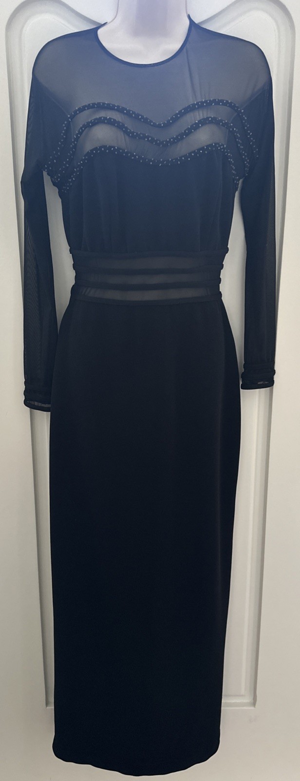 Cassandra Stone Beaded Maxi Dress Black 6? Embellished Party Prom Wedding Sexy