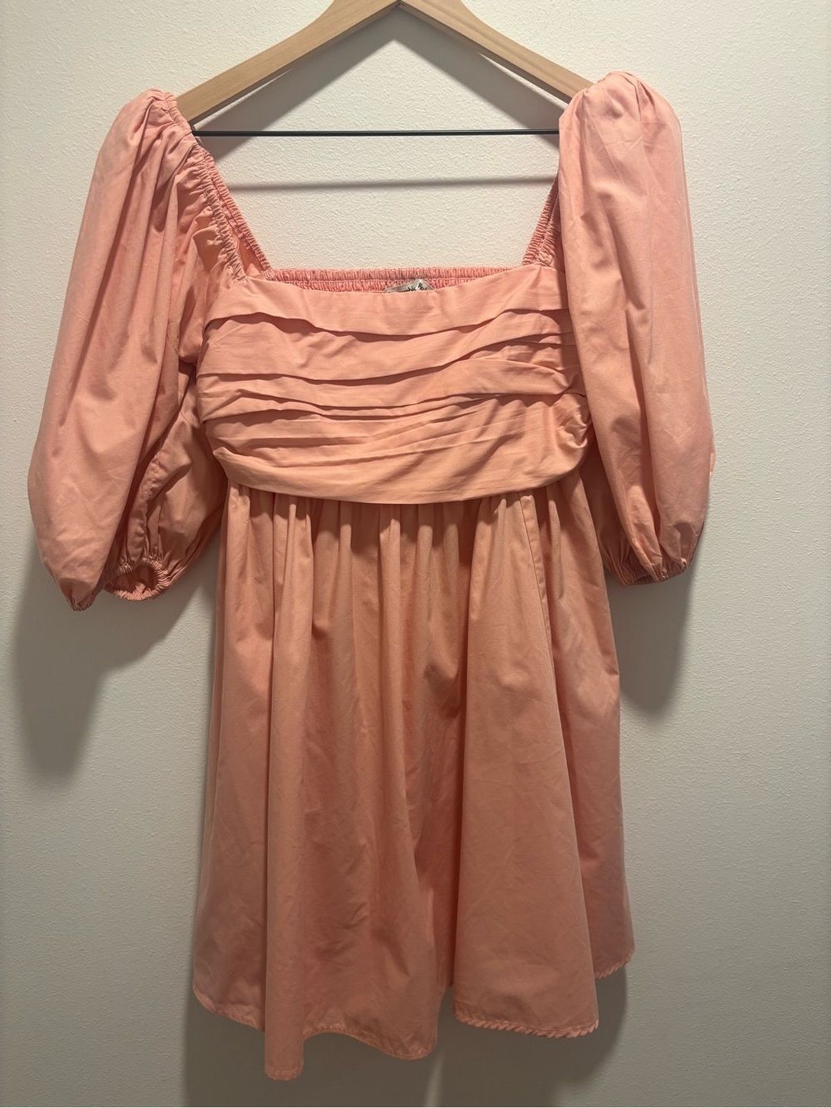Abercrombie & Fitch Smocked Puff Sleeve Babydoll Dress Women’s M Peach