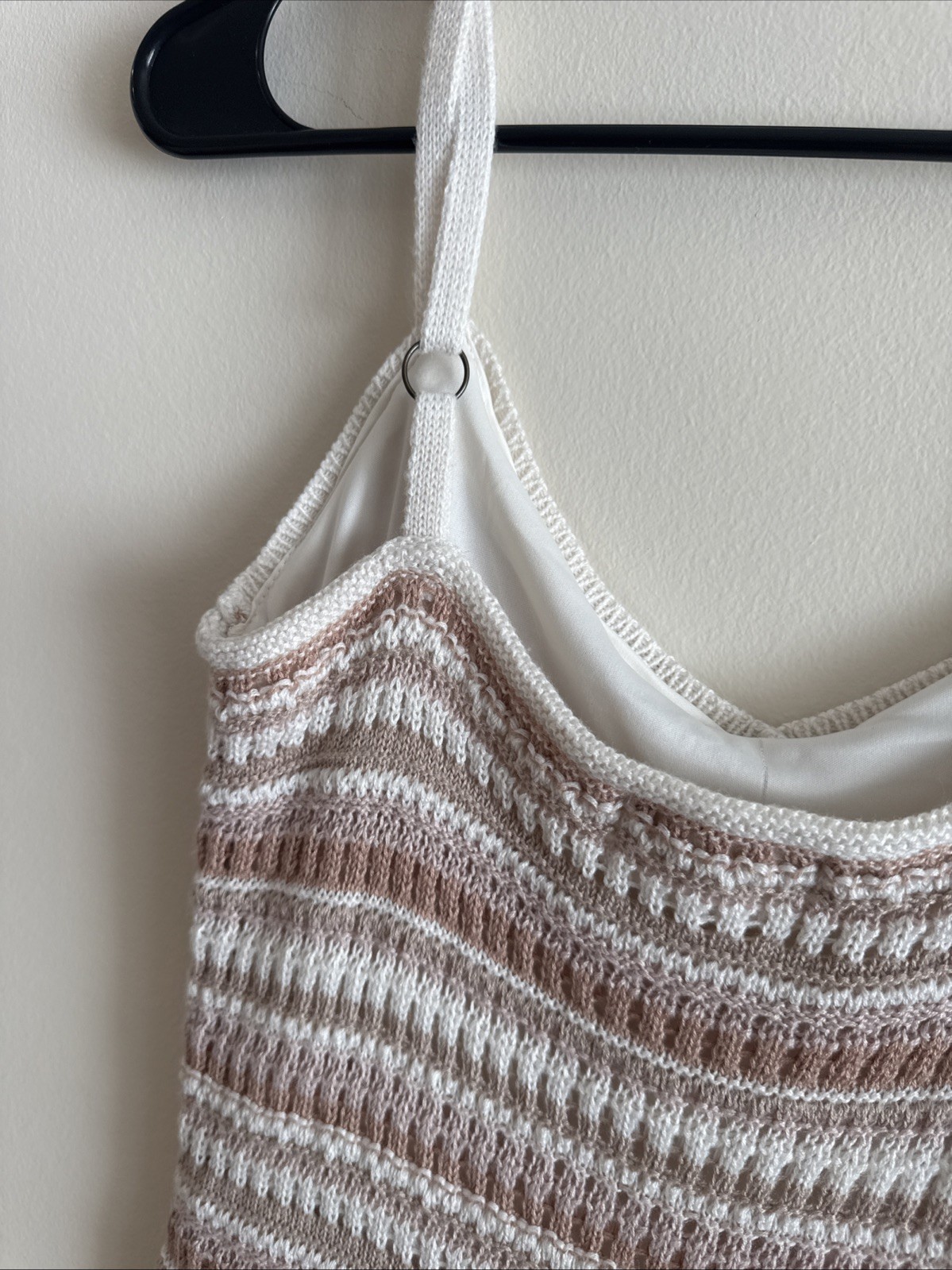 Olive + Oak Striped Knit Midi Tank Dress XS Acrylic Polyester Brown Pink