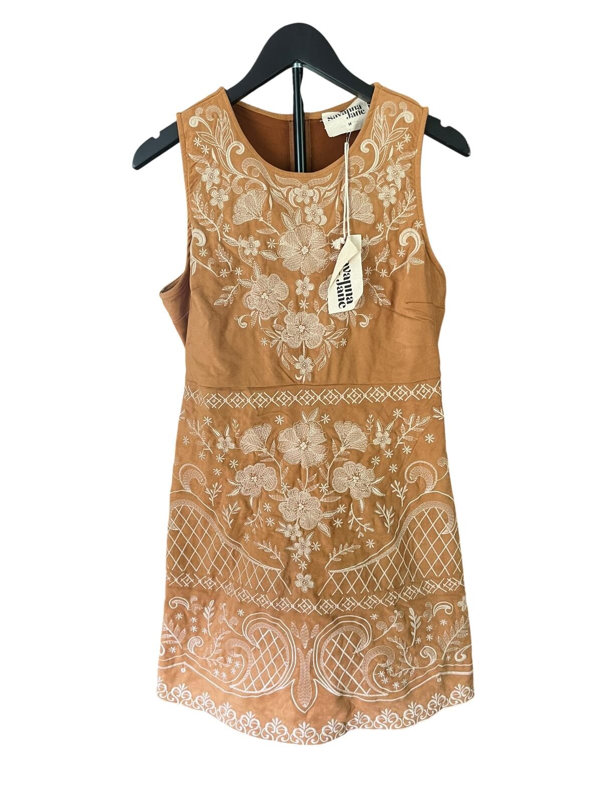 Savanna Jane Embroidered Faux Suede Shift Dress Women’s Medium Boho Western NWT