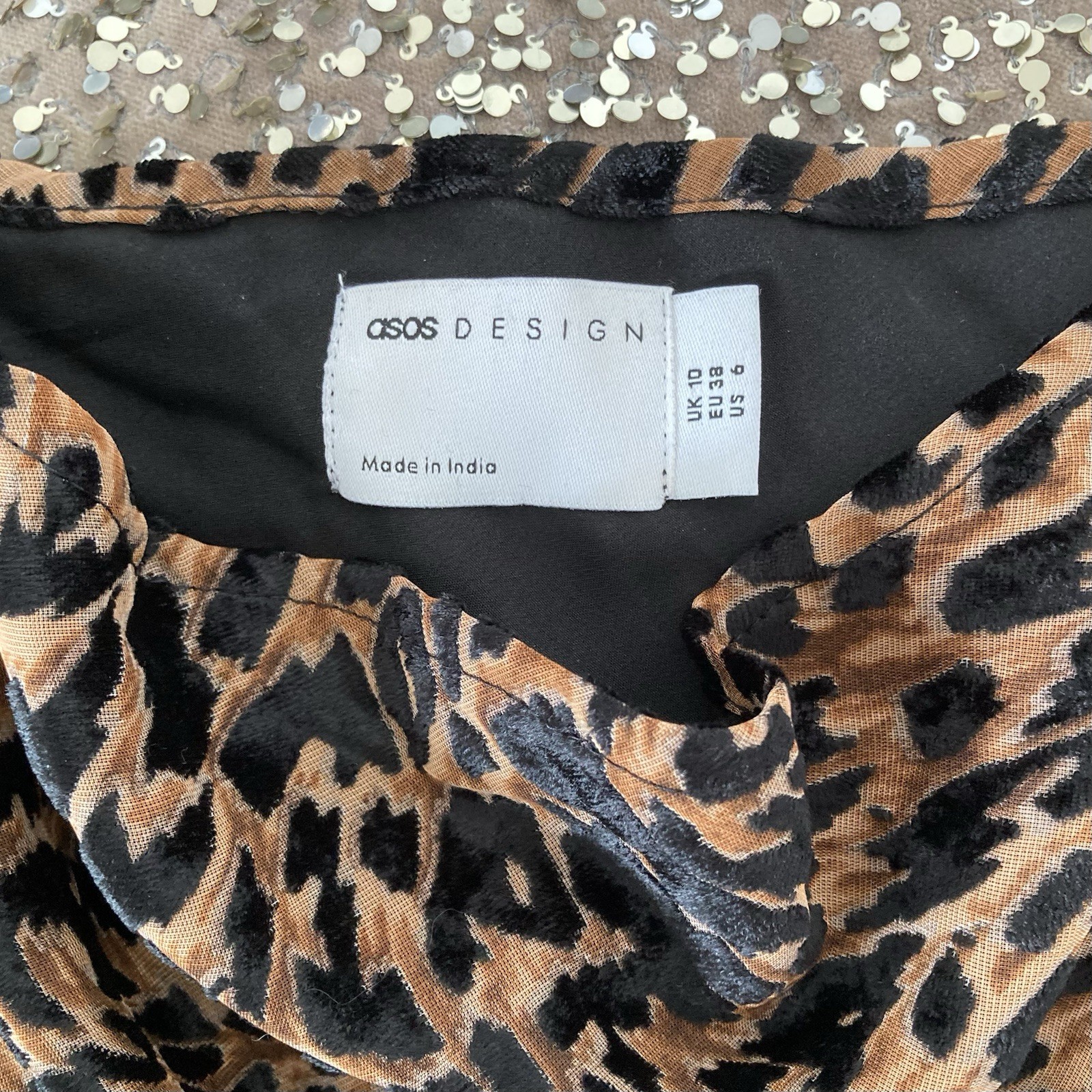 Leopard Print Devore Cowl Neck Sleeveless Thigh High Split Flared Maxi Dress 10