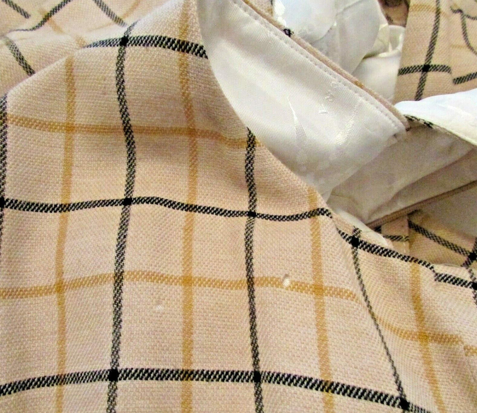 $2690 Carolina Herrera Italy Grey Plaid Attached Fringed Scarf Belted Dress 10