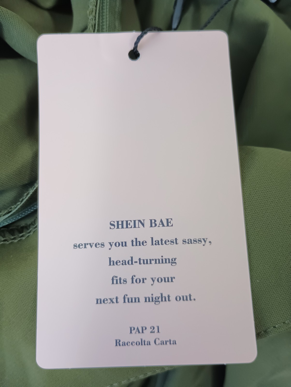 Shein Bae NEW Medium Dress Olive Green Ruched Cinch Side Elegant FAST Shipping