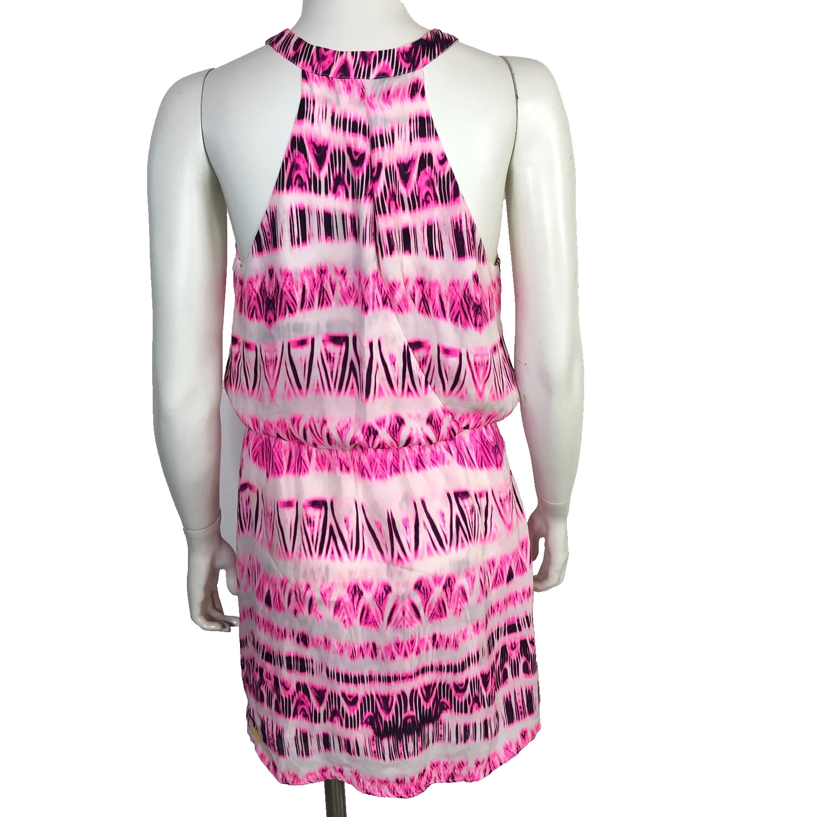 Parker Medium 100% Silk Elastic Waist Mini Dress Pink STAIN PLS READ