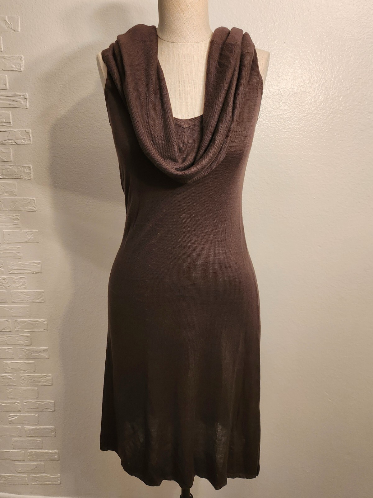 Vertigo Paris Brown Knit Sleeveless Cowl Neck Dress Size Xs