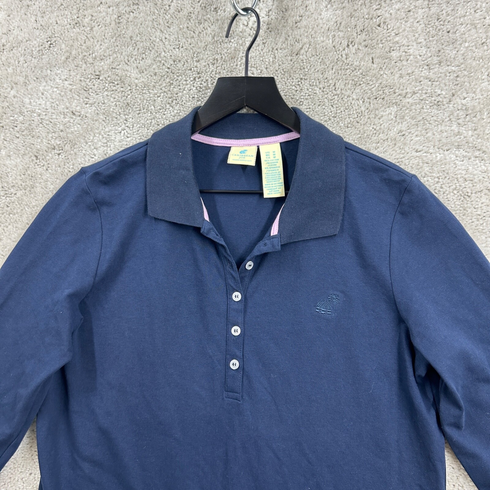 Caribbean Joe Dress Womens Size Medium Blue Long Sleeve Shirt Shift Pique Beach