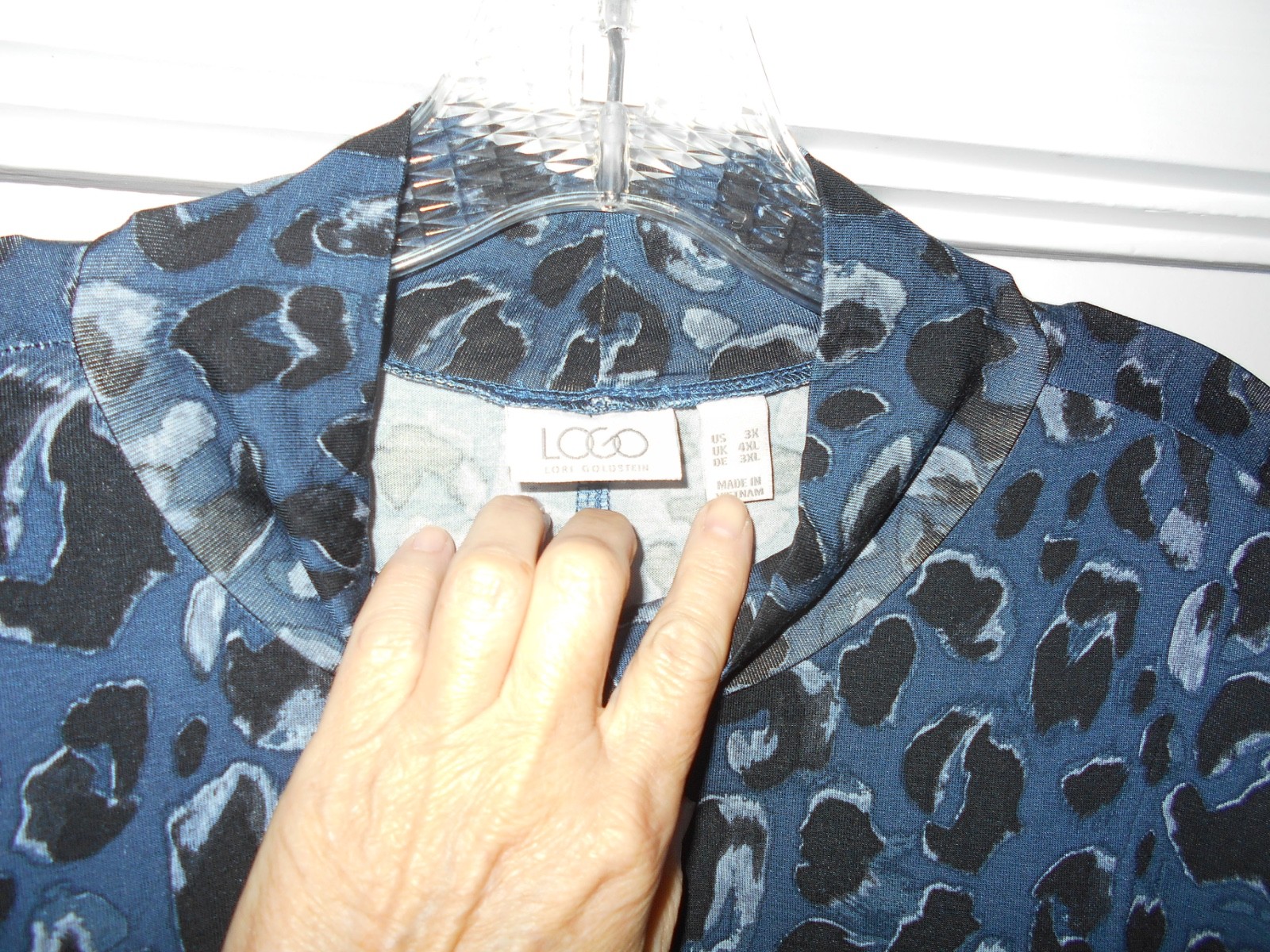 LOGO by Lori Goldstein Blue Gray Black Turtleneck Long Sleeve Top Size 3X