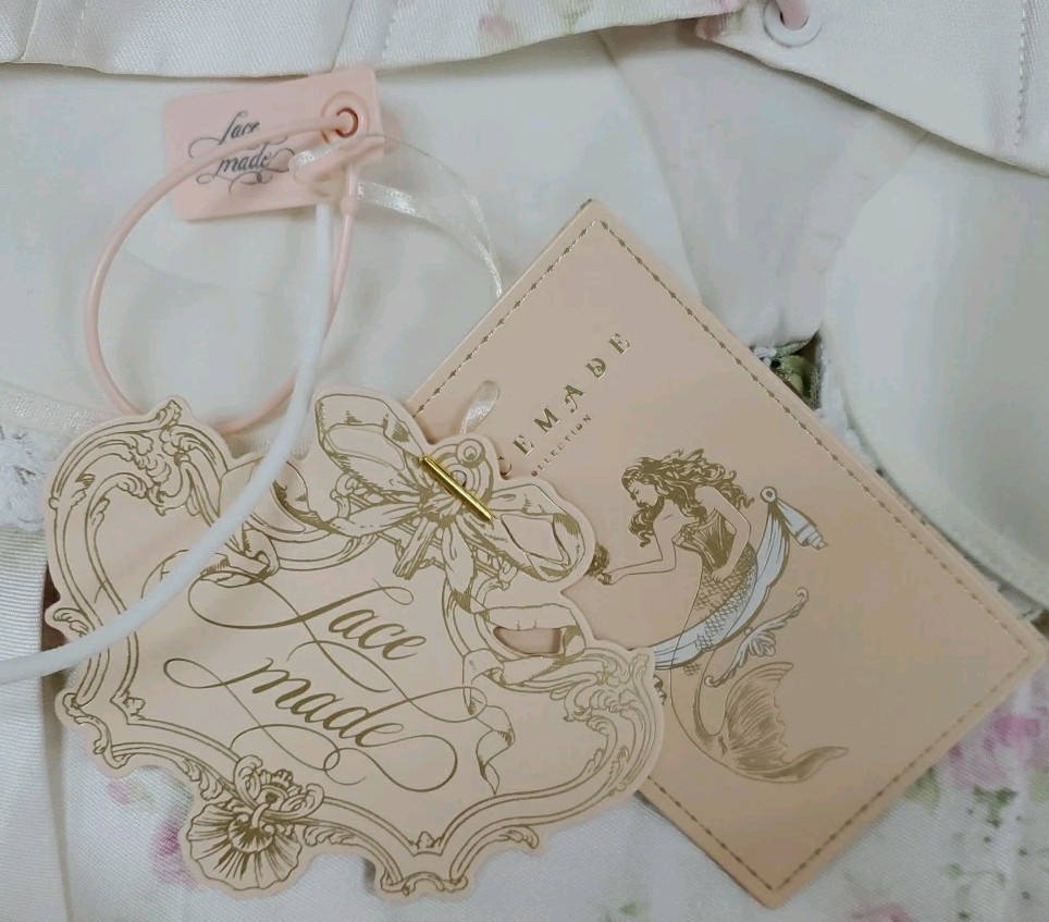 New Lace Made Love Flower Notes Corset Dress Cream/Pink Size Small