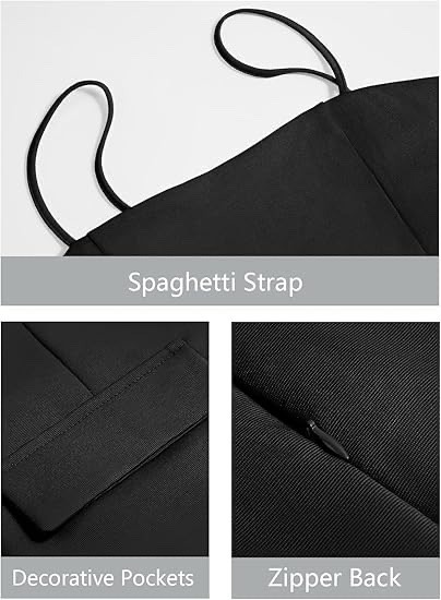 Wenrine Womens Sleeveless Mini Dress Summer Spaghetti Strap Zipper Back Slim Fit