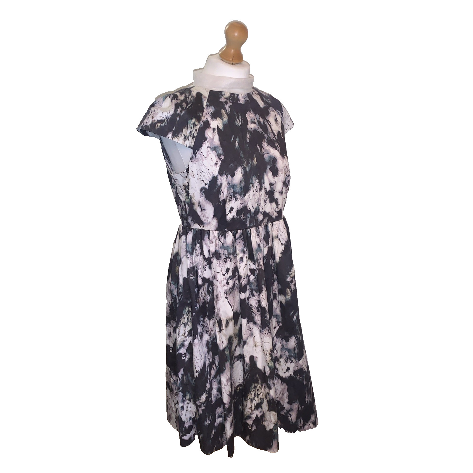 COS Stand-Up Net Collar Abstract Printed Dress. Size 42