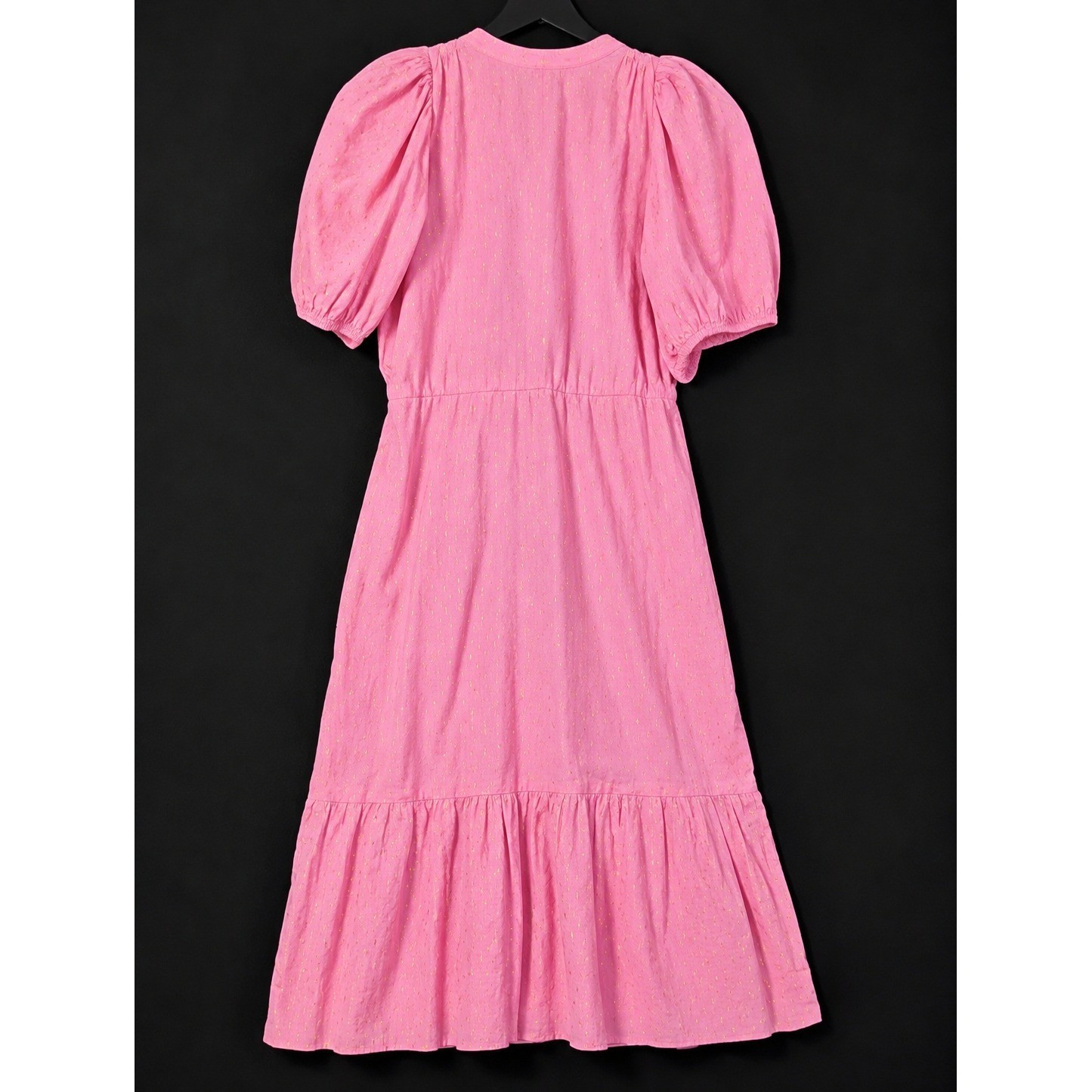 Emerson Fry India Collection Lucy Pink Gold Lurex Puff Sleeve Maxi Dress XS soft