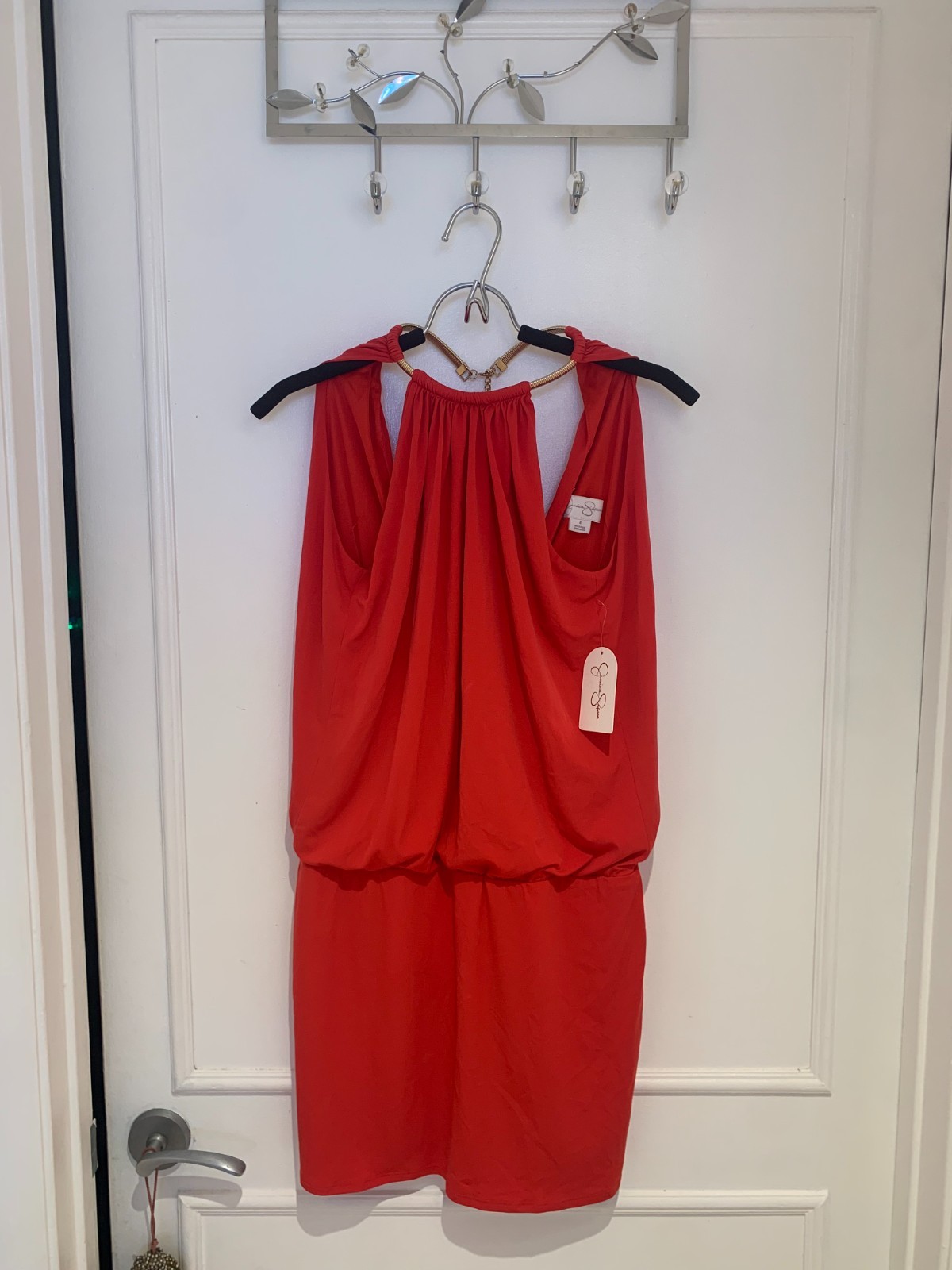 Jessica Simpson Red Gold Chain Dress Size 4, New With Tags