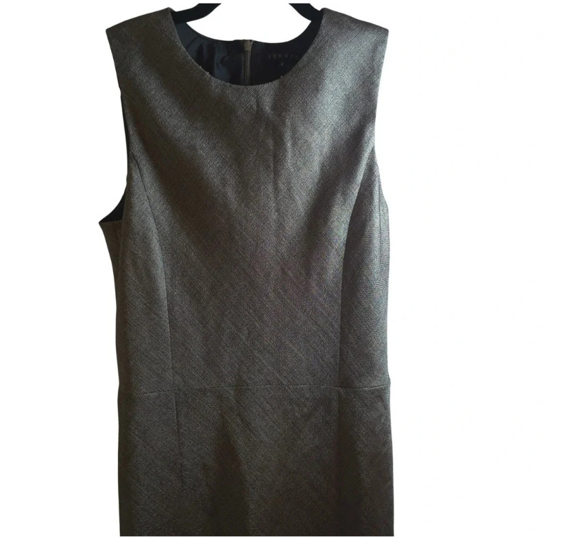Theory Glipin Ginko Wool Silver Charcoal Sheet Dress 2