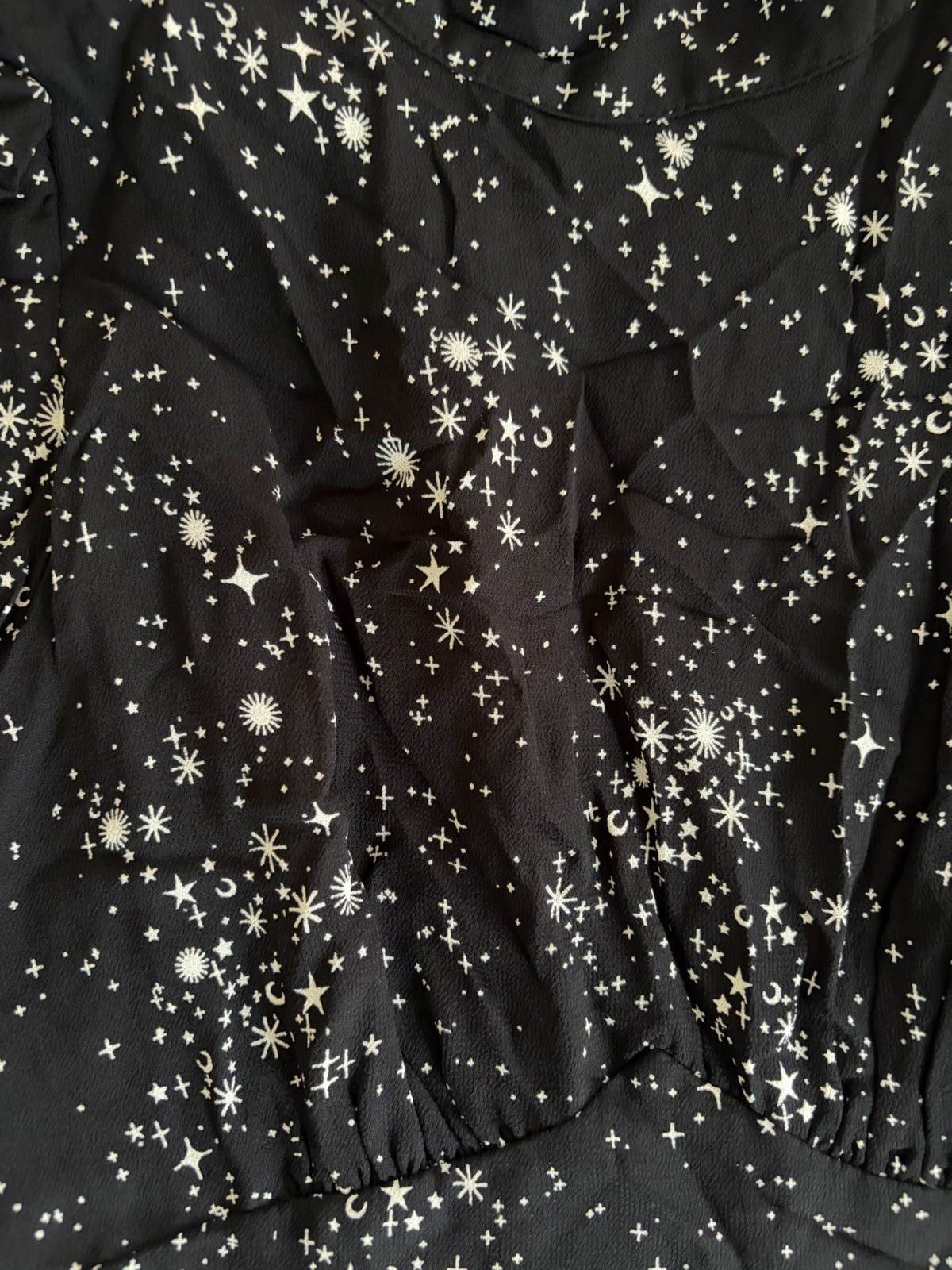 Forever 21 Black Dress With White Star Print Open Back And Slit Size Small