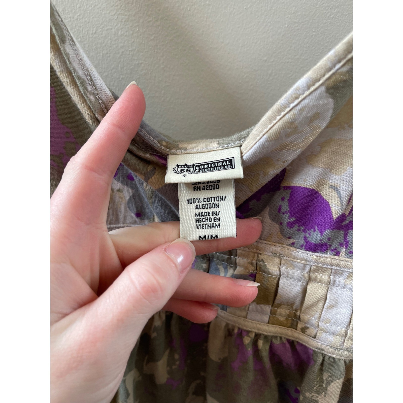 Route 66 Womens Purple Floral Cotton Maxi Dress Braided Straps Size Medium