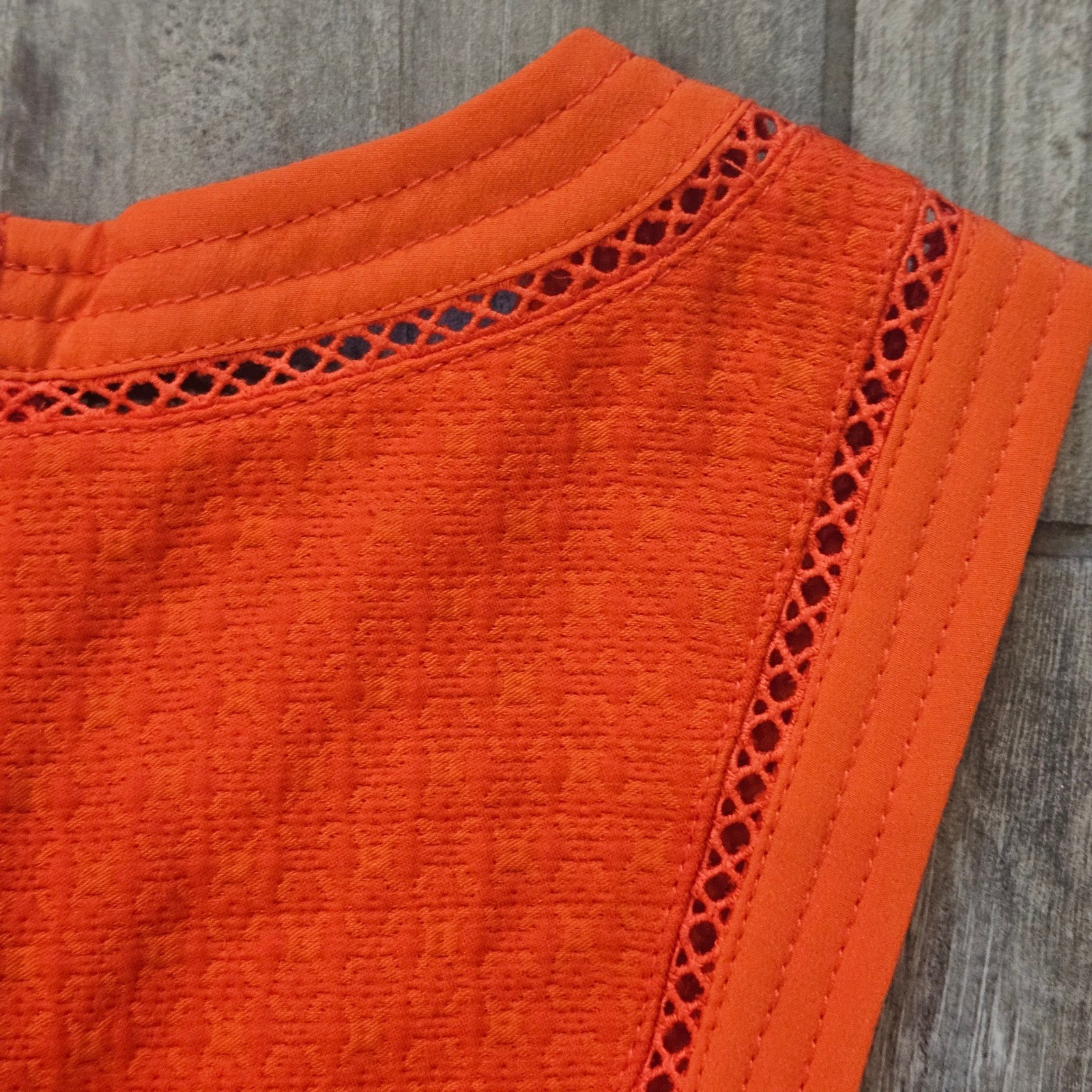 Rebecca Taylor Matelasse Sleeveless Dress Size 4 Orange Cocktail Summer Preppy