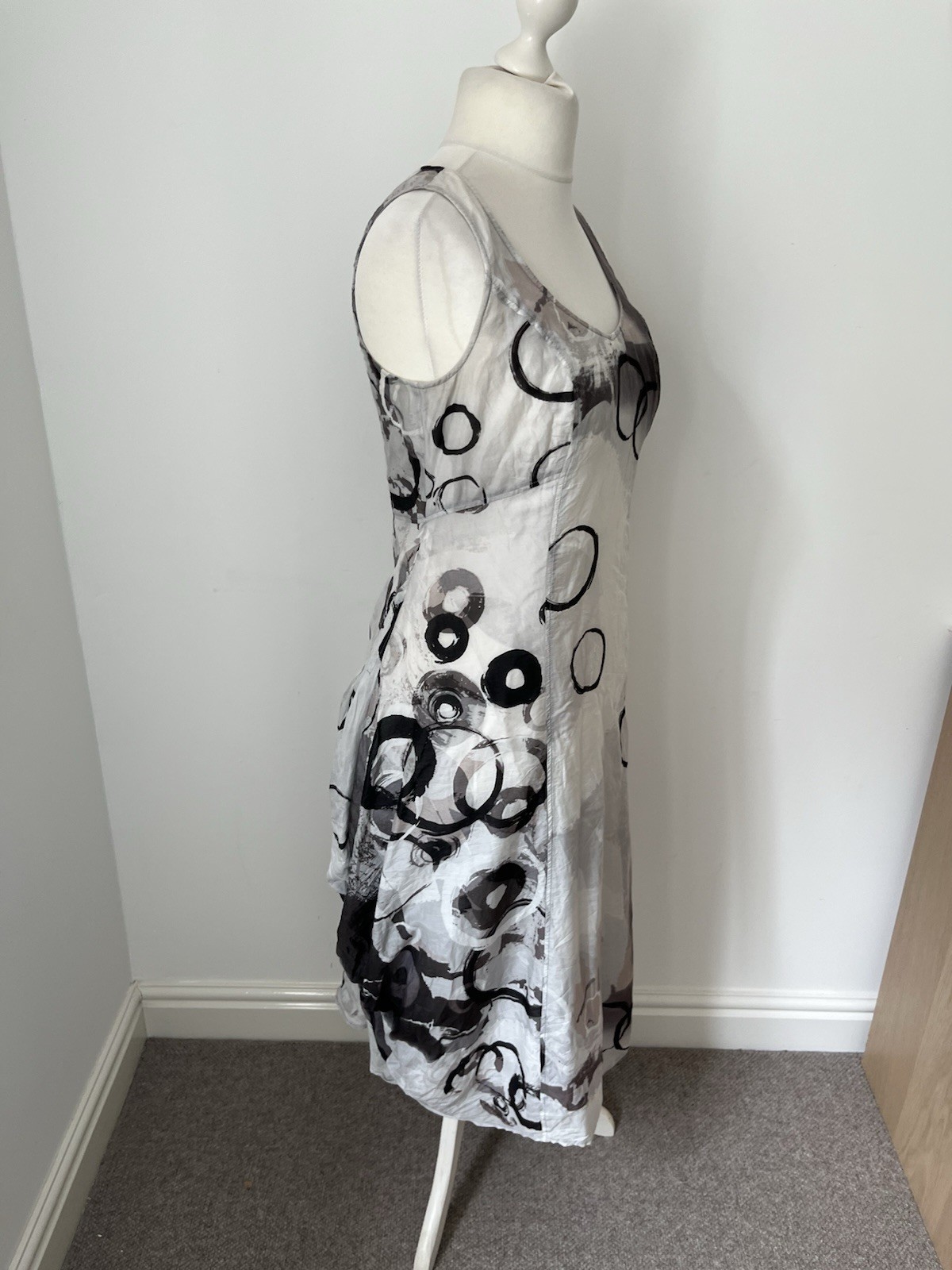Lauren Vidal M Abstract Silk Blend Bubble Balloon Hem Dress Arty Lagenlook