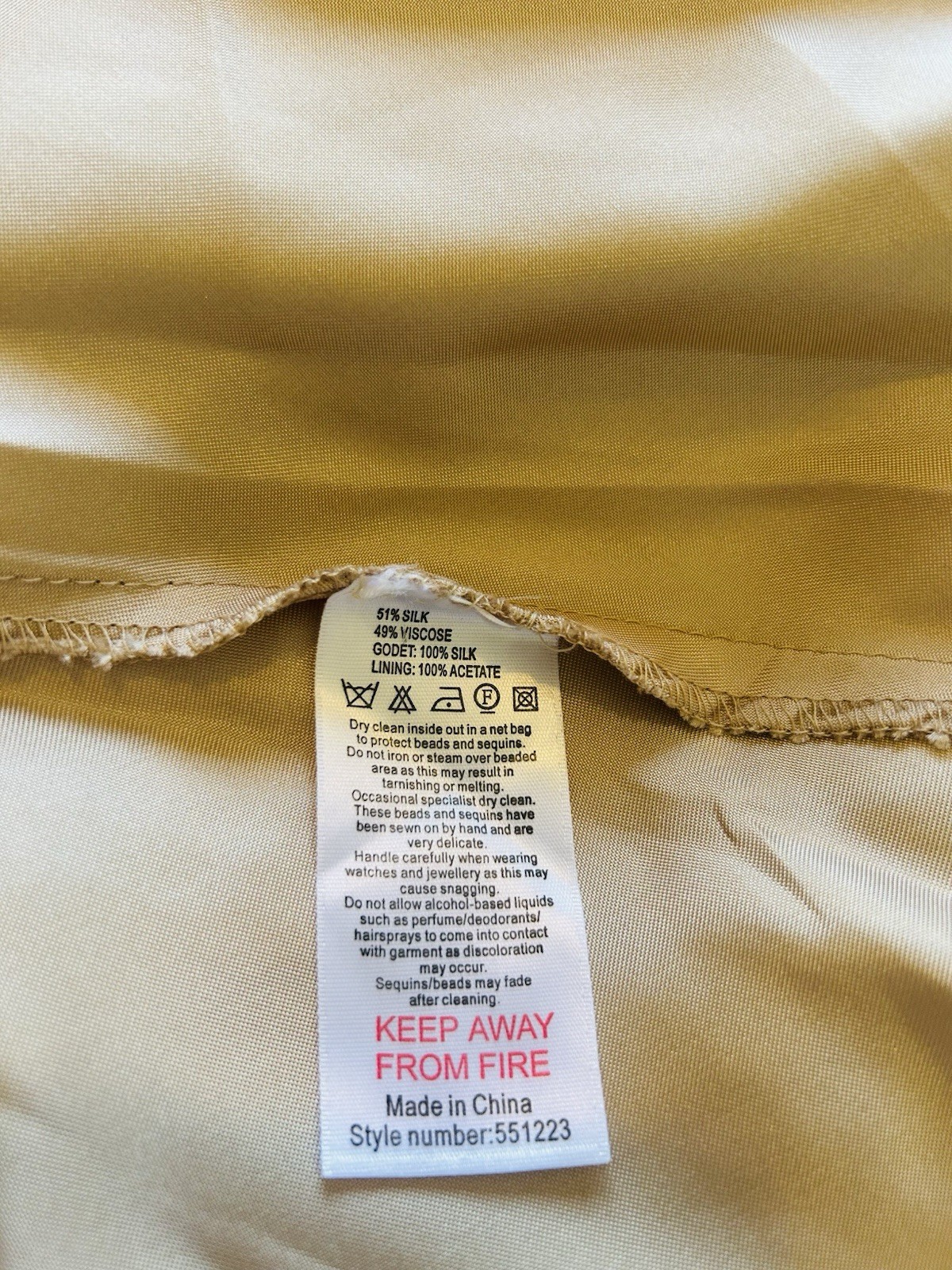 Monsoon Vintage Silk Cream Gold Devore 20s Deco Y2K Bride Long Dress 12