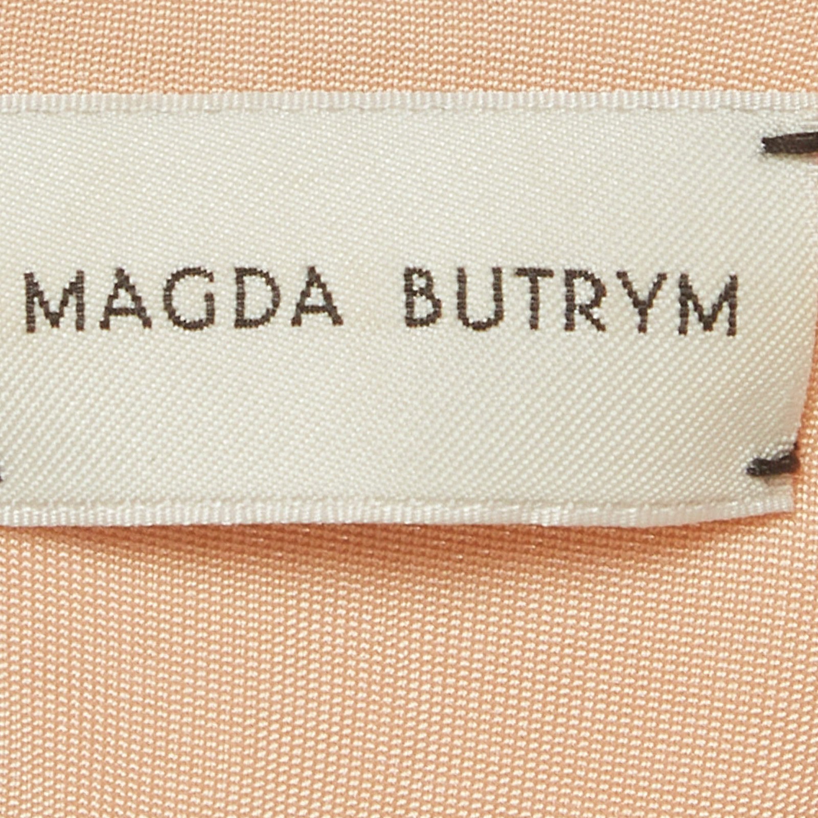 Magda Butrym BeigeBrown Jersey Ruched Plunge Neck Midi Dress S
