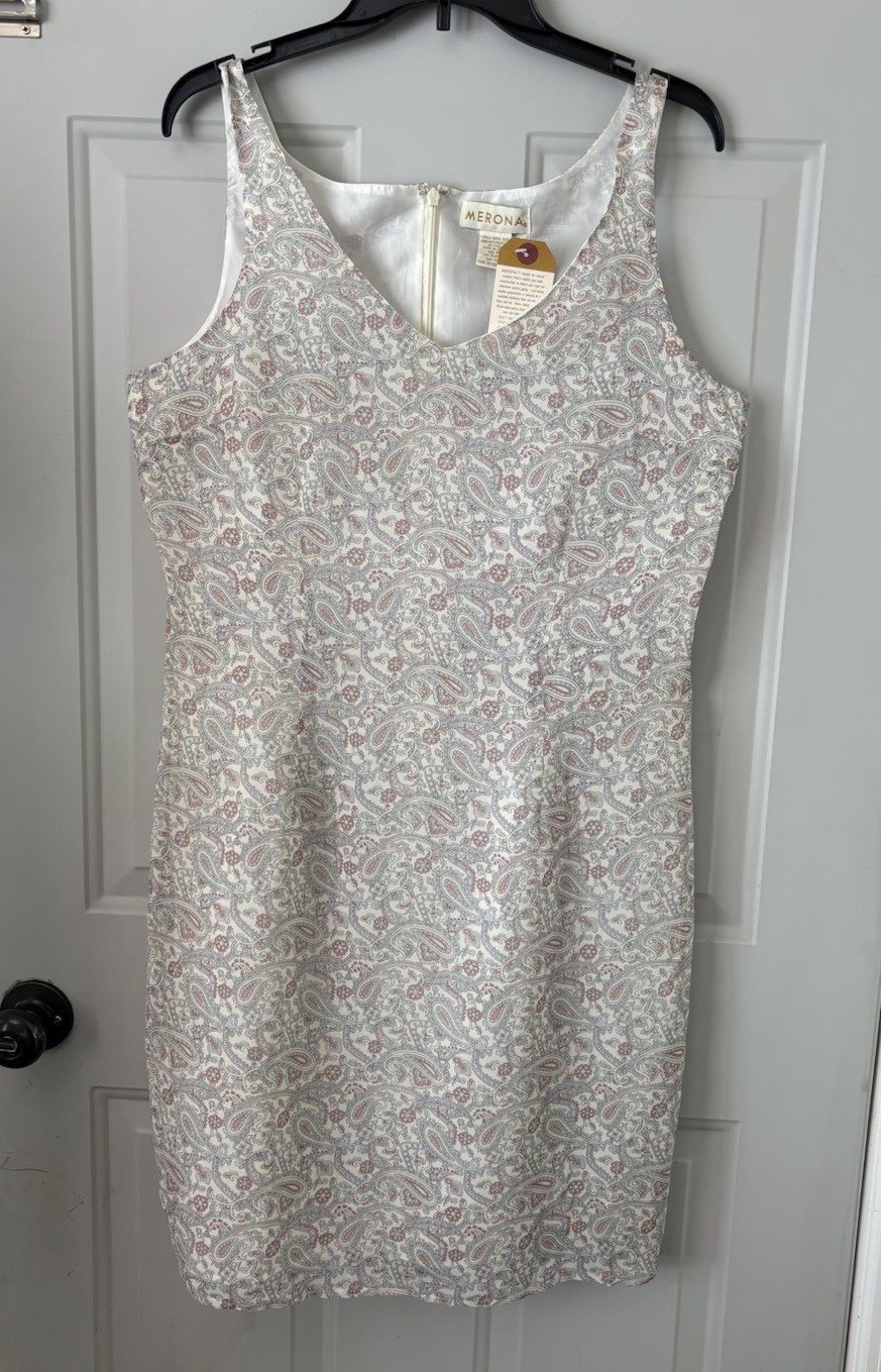 Deadstock 100% Silk Paisley Dress Merona Size 14 New with Tags