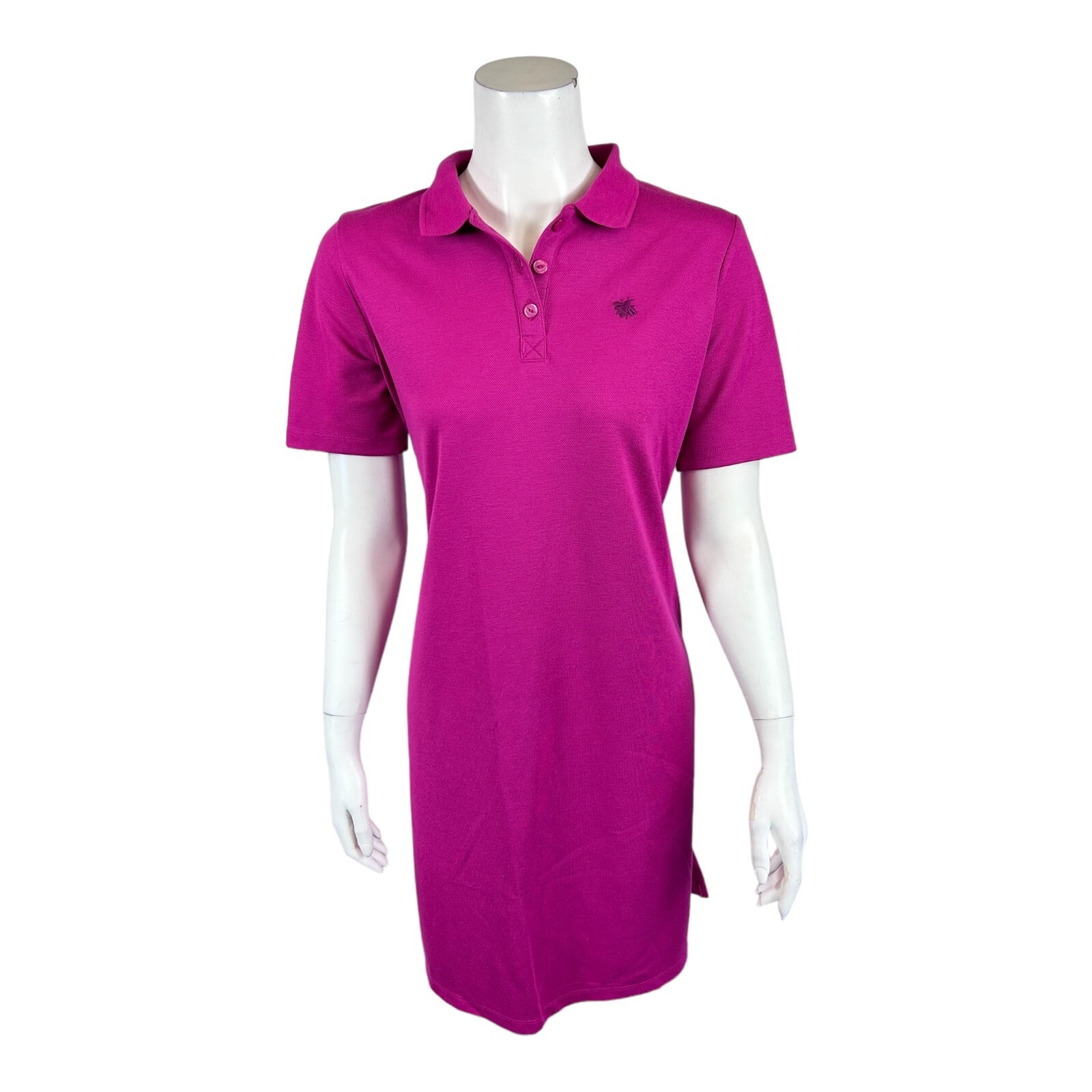 Joan Rivers Women’s Pullover Cotton Blend Knit Polo Dress Fuchsia Small Size