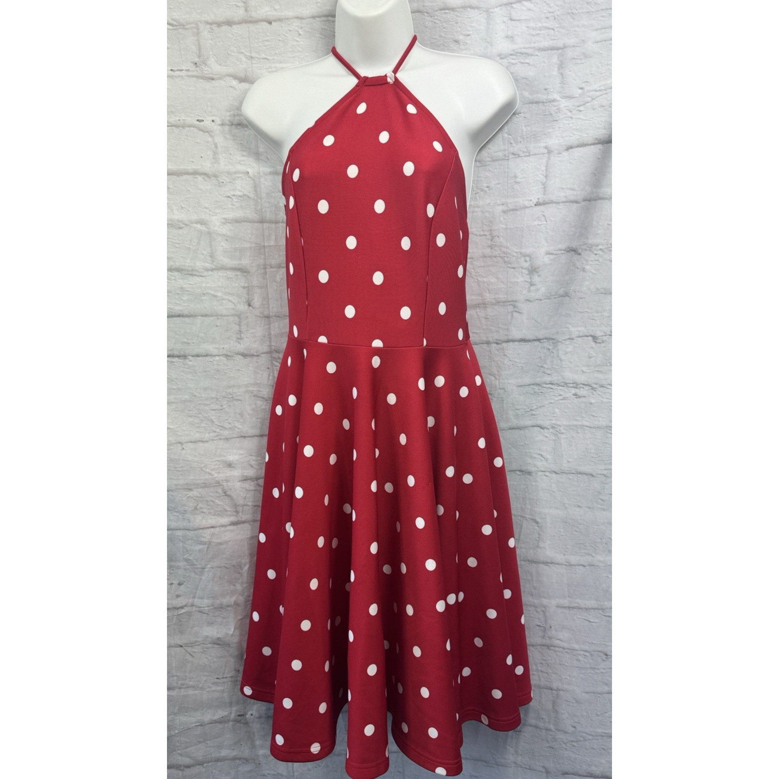 Body Flirt Botique Summer A-Line Dress Red & White Dots Party Size S 10 Casual