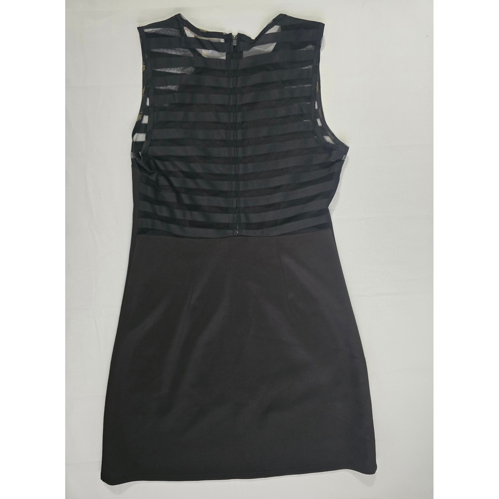 BCBGeneration Black Sleeveless Mesh Stripe Back Mini Dress Small