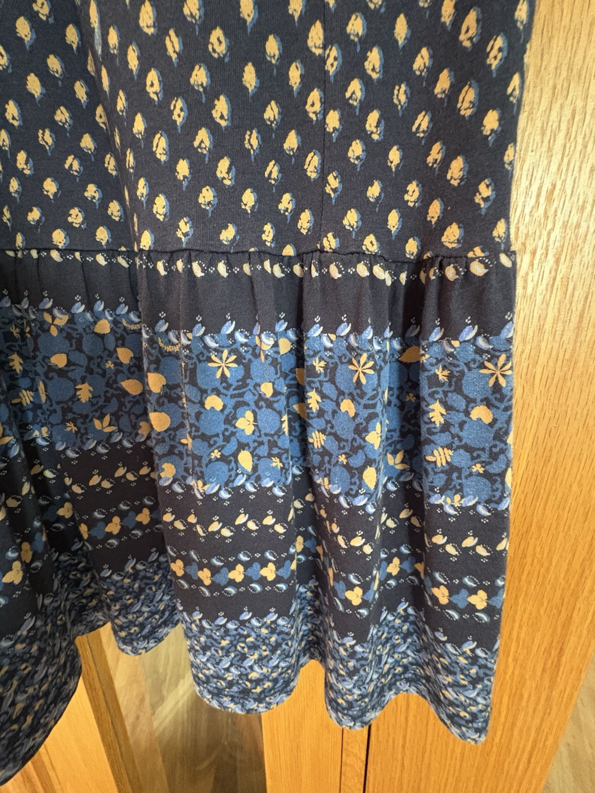 White Stuff Ladies Naya Navy Blue & Beige Tiered Maxi Dress ~ Size 12