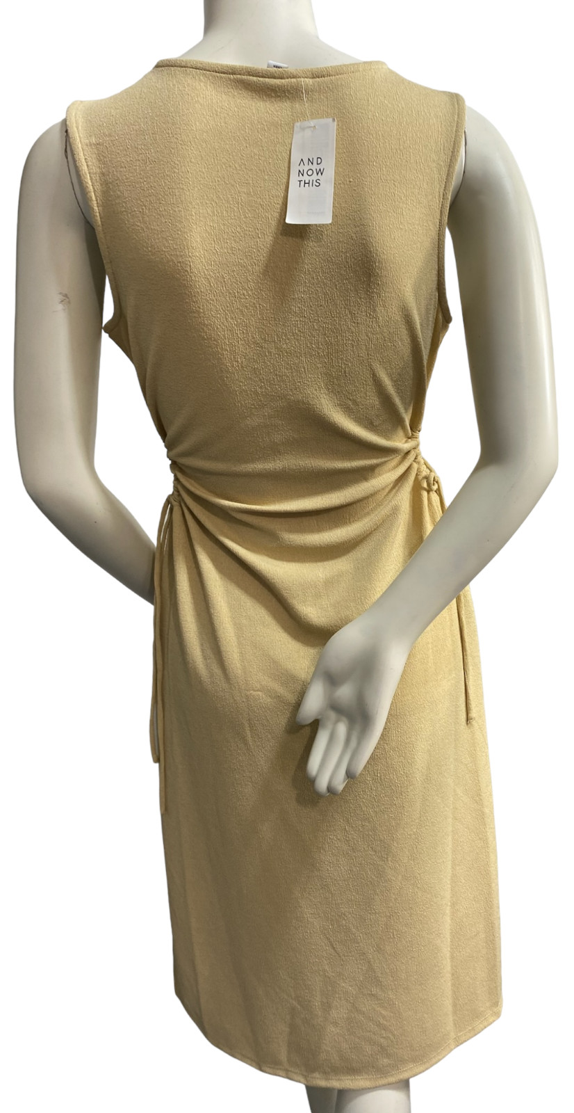 And Now This Midi Dress Womens size Medium Beige Cutout Sides Stretch Sleeveless