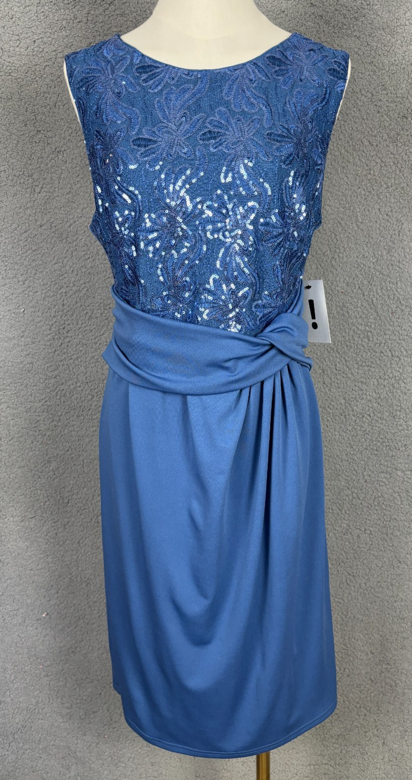 Grace Karin Women’s Sequin Dress Zip Back Blue Size 14 New Whit Tags.