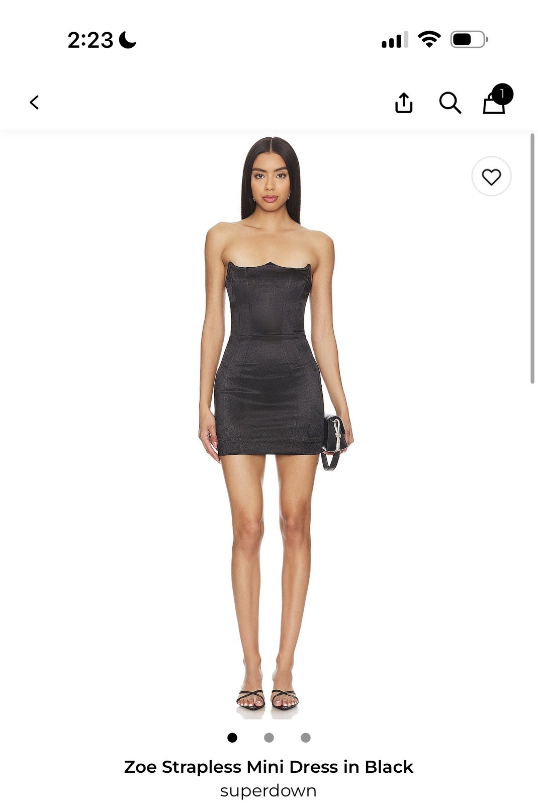 Superdown Zoe Strapless Satin Bodycon Mini Dress Black Size M