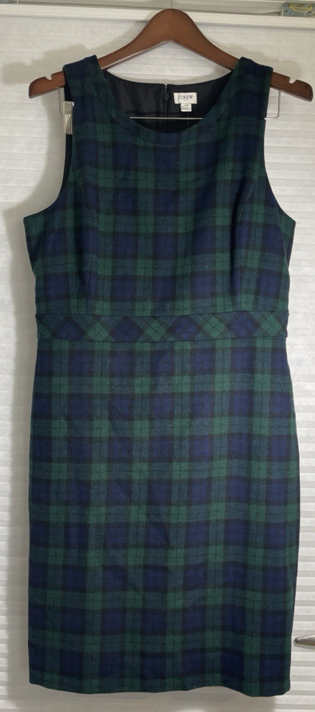 J.Crew Dress Navy Green Black Watch Tartan Wool Size 12 Exc Con