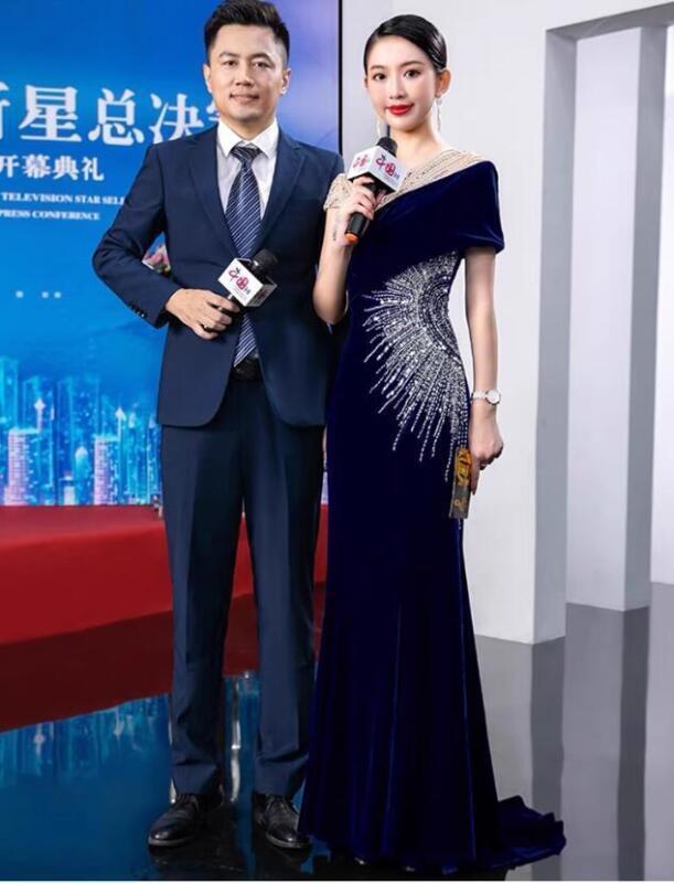 Gorgeous Shine Sequins Bodycon Fishtail Gown Cocktail Velvet Evening Dresses