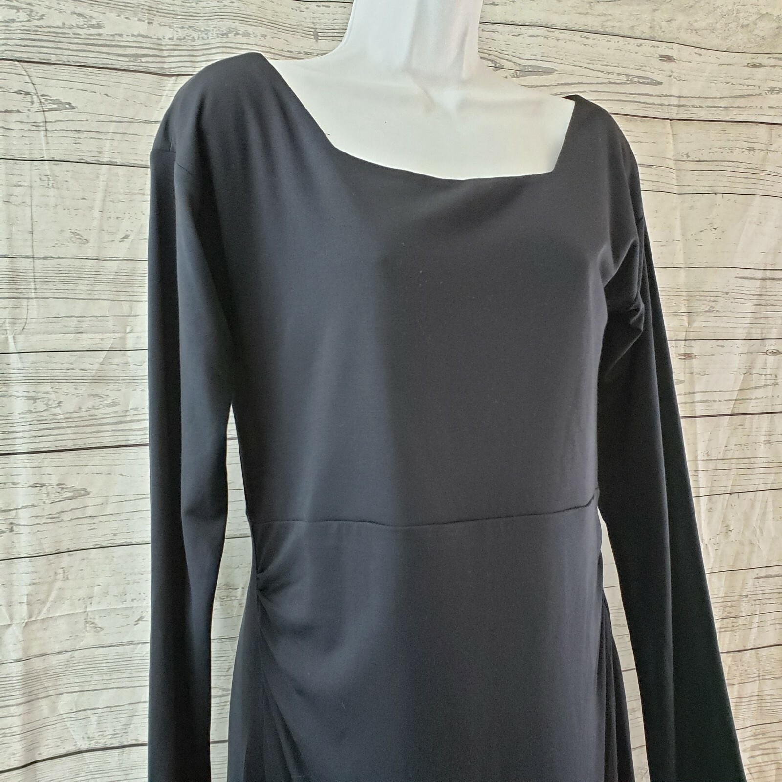 Pink Martini Womens Dress Sz Medium Solid Black Long Sleeve Rayon Blend