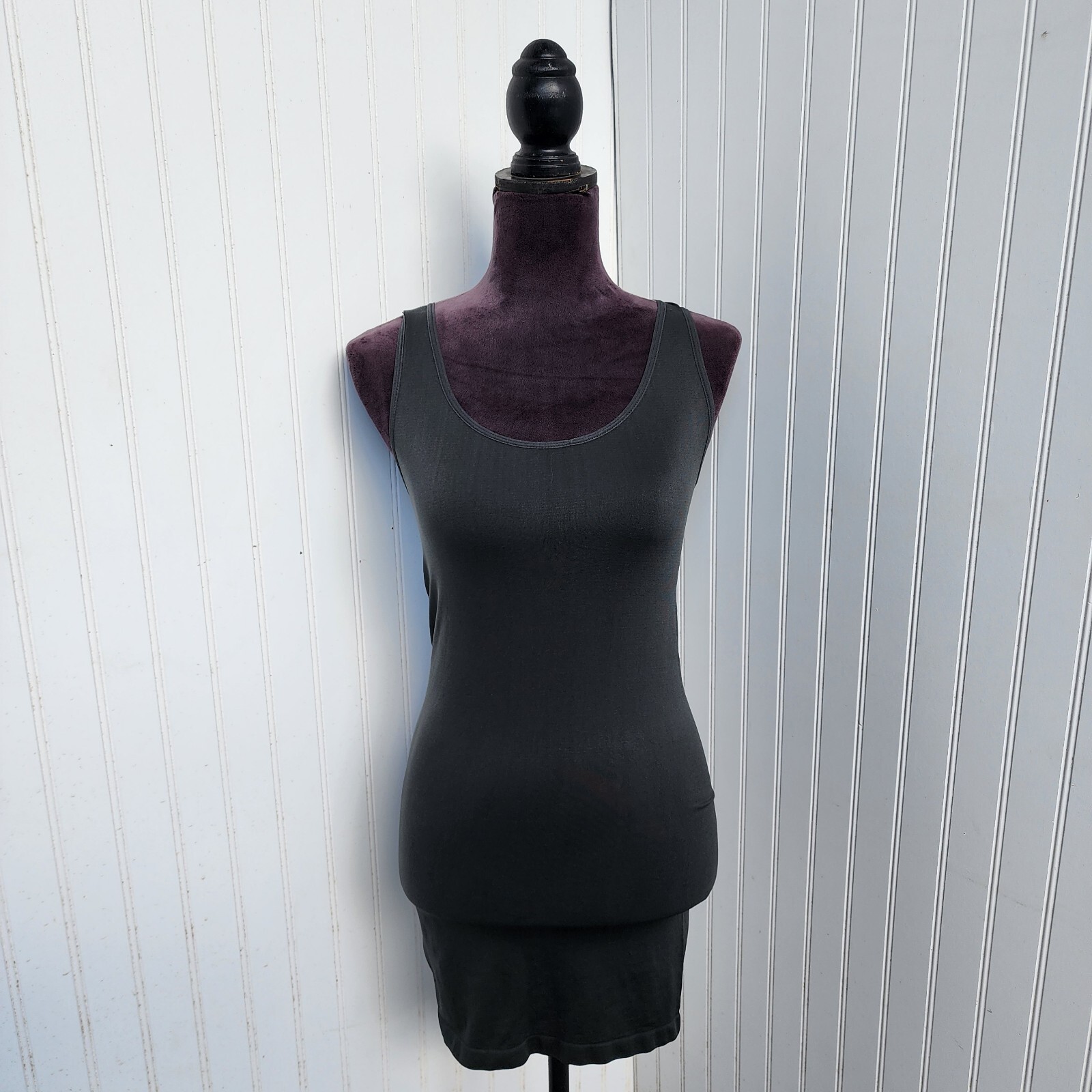 NWT Yelete Stretch Nylon Bodycon Mini Dress Charcoal Gray OS