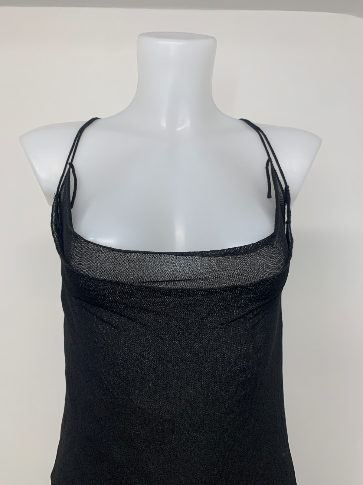 VINTAGE GUCCI TOM FORD 1997 Runway Black Sheer Cowl Neck Dress IT42