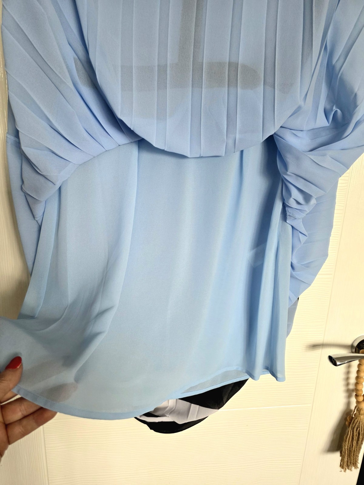 Michael Kors Womens Light Blue Contrast Stripe Pleated Midi Dress (US 6) UK 10