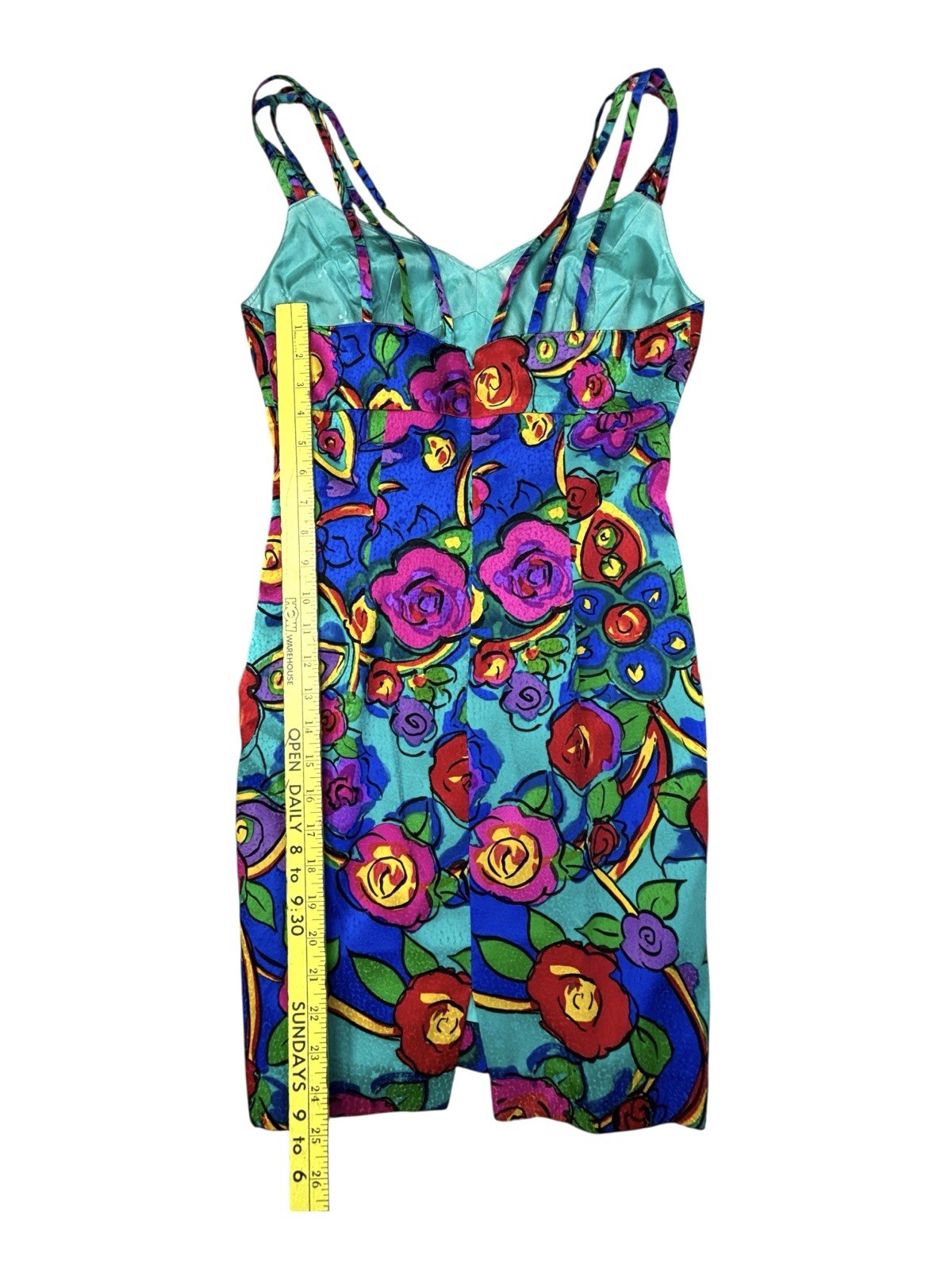 Vintage A.J. Bari 100% Silk Multicolor Floral Sleeveless Mini Dress Short Small