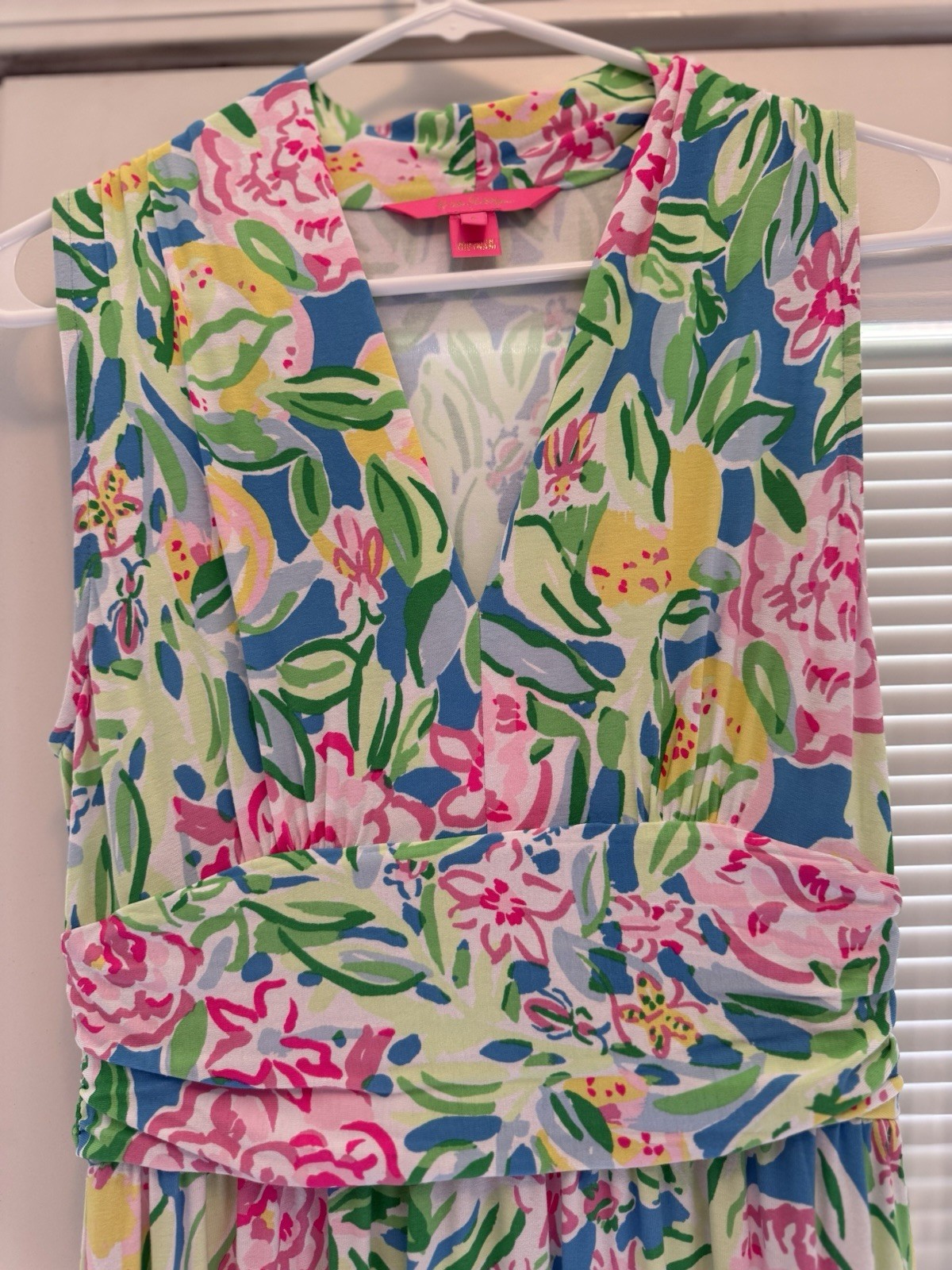 Lilly Pulitzer Floral Maxi Dress V-Neck Sleeveless Long Ruffle Cotton S