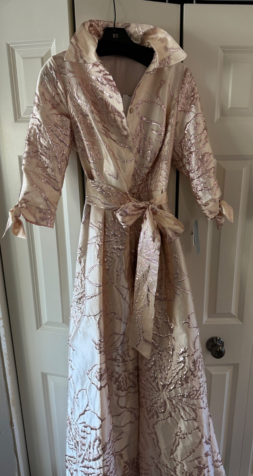 Rickie Freeman Teri Jon Shirt Dress Gown Size 8 Blush Belted NWT MOB