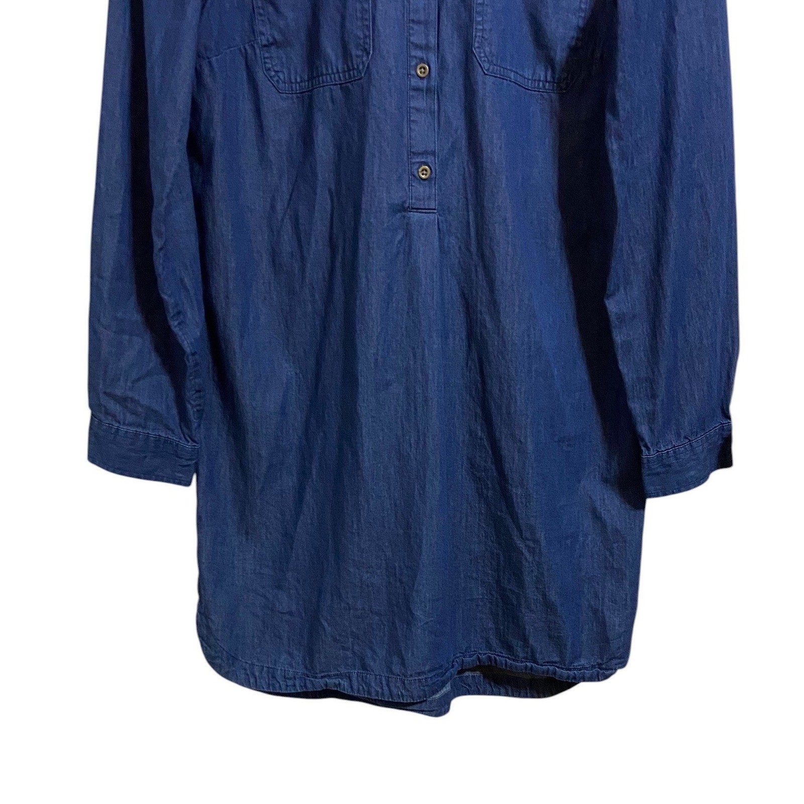 Old Navy Chambray Denim Shirt Dress Long Sleeve Cotton Tunic Western Boho Size M